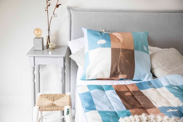 Hoesloos dekbed Sydney blauw bruin