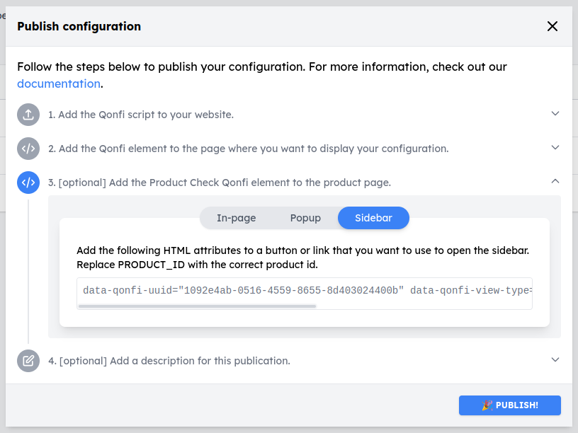 Publish sidebar