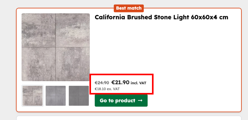 Price display value 1