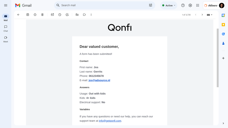 Form e-mail lead generation