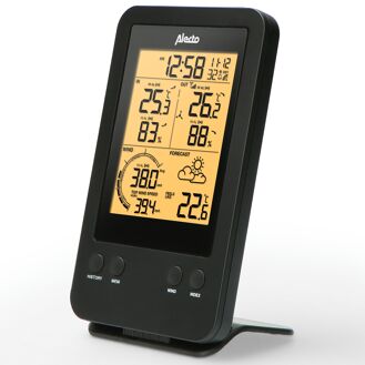 Alecto WS-3400 - Professioneel weerstation met draadloze buitensensor, zwart