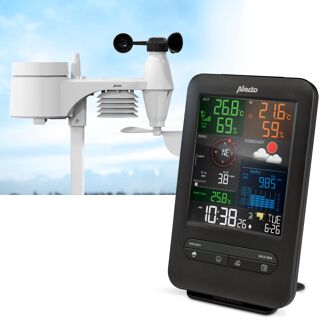 Alecto WS-4900 - Professioneel weerstation met draadloze buitensensor, zwart