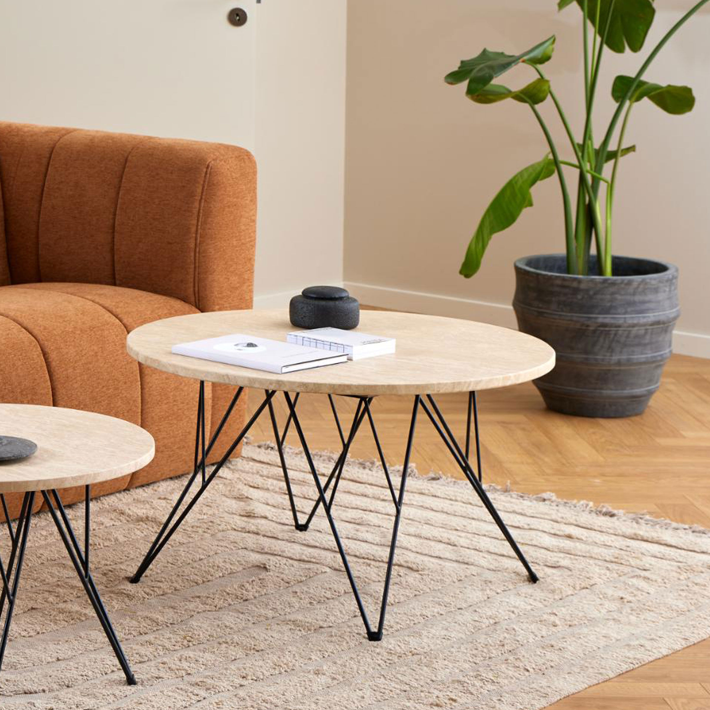 Bendt Ronde Salontafel Nadia Travertin, 80cm - Beige - 5713941346964