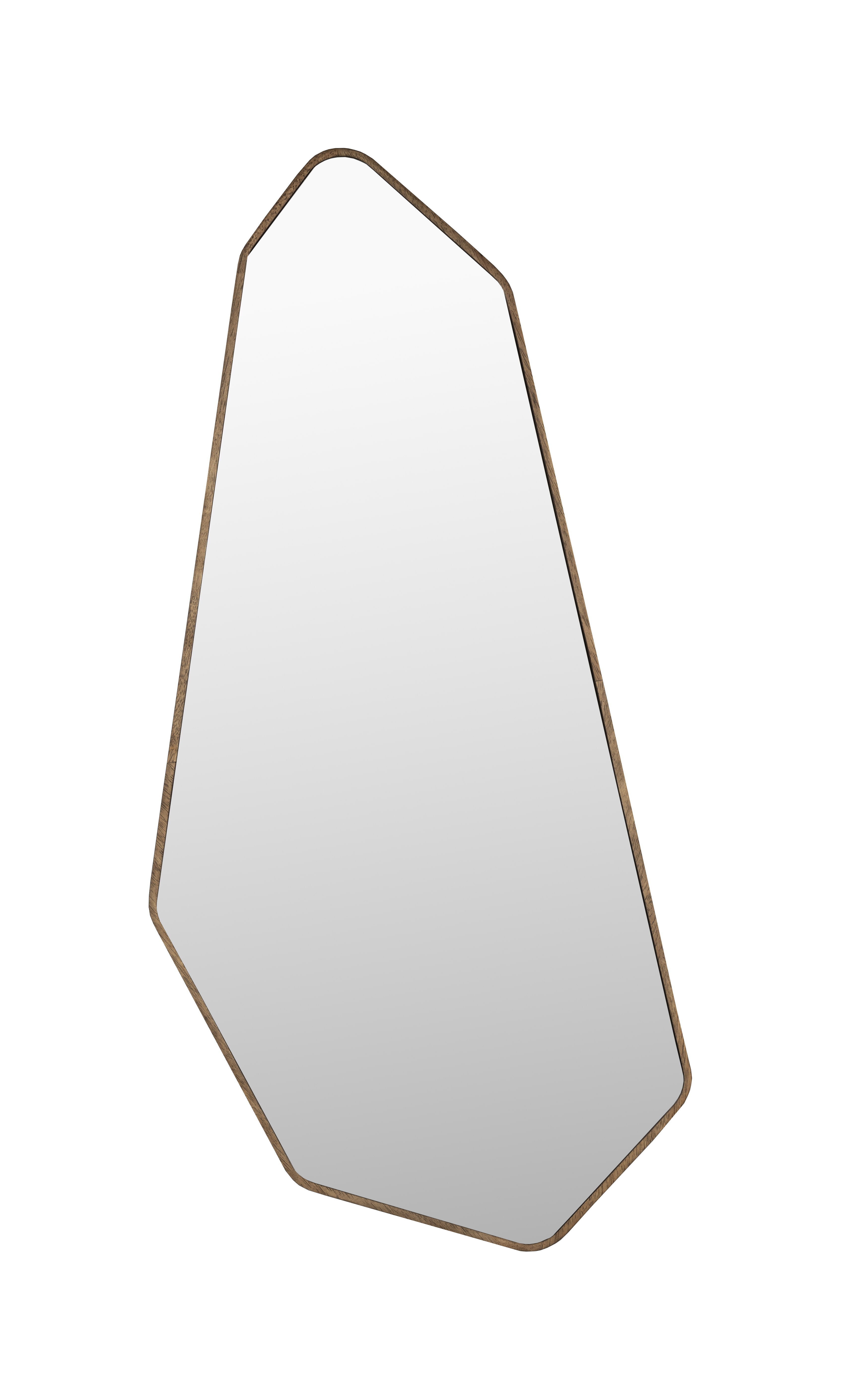 Dutchbone Organische Spiegel Basil Rubberhout, 90 x 40cm - Bruin - Japandi - 8718548090095