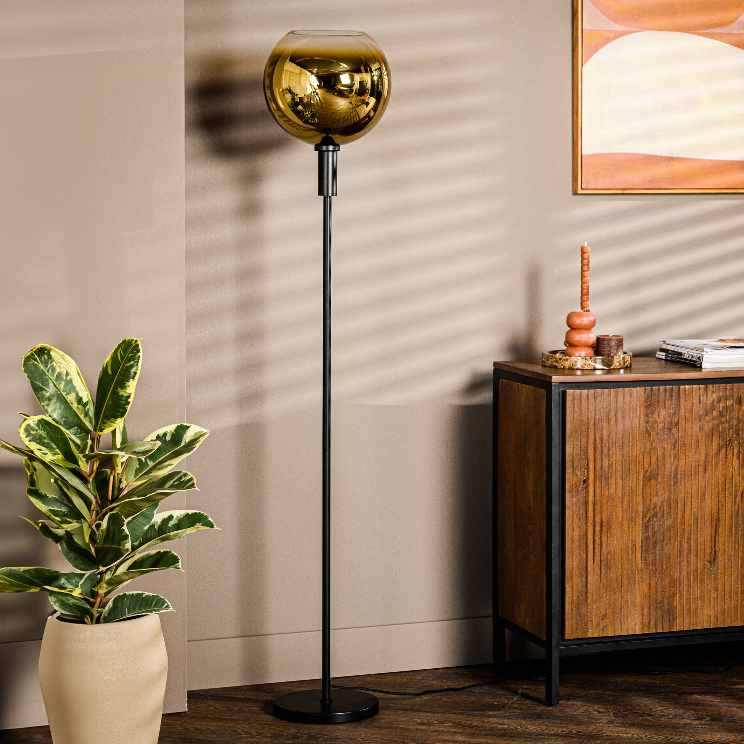 BASE Vloerlamp Mirel 160 cm - Goud - 9502422633183