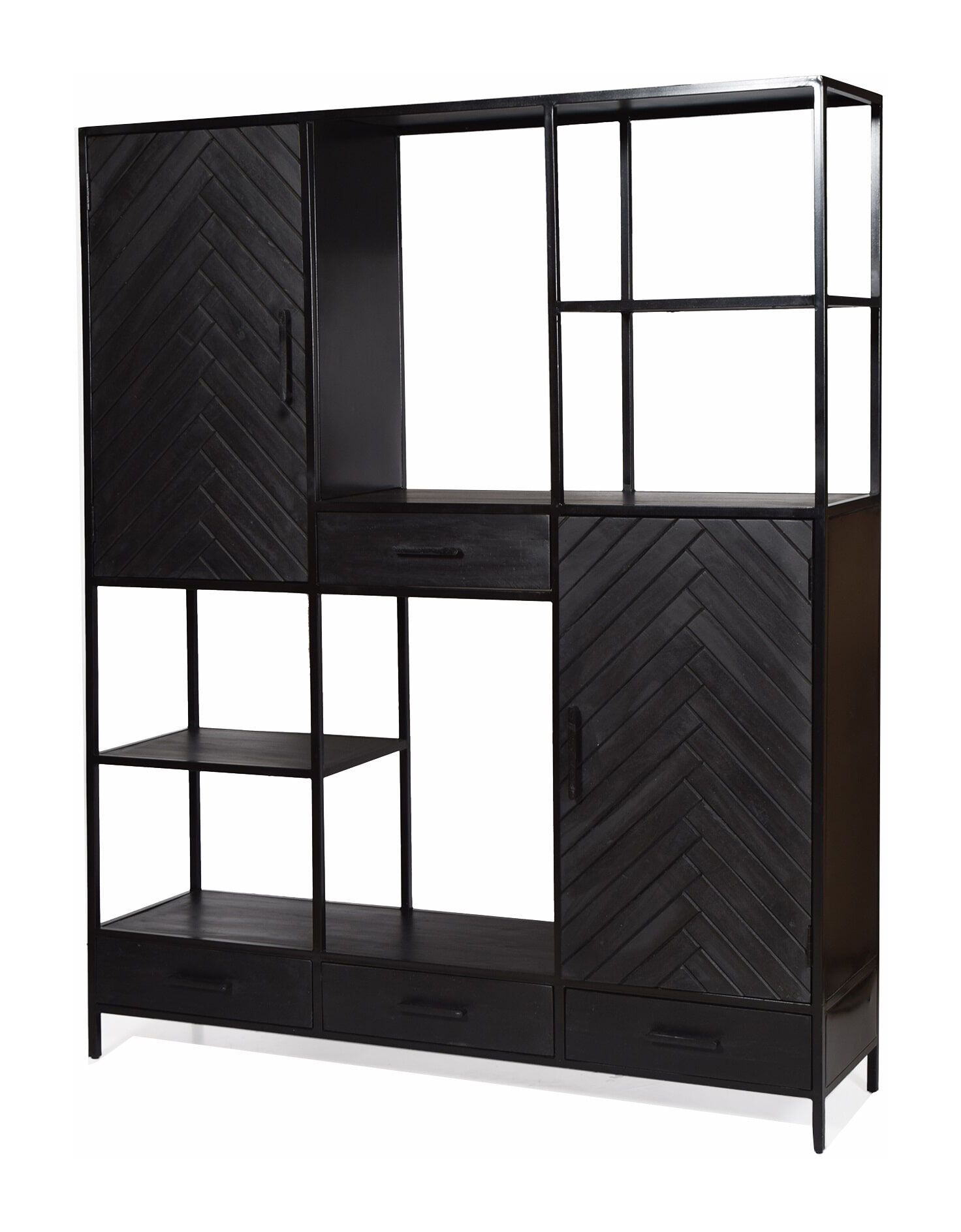 Livingfurn Opbergkast York Mangohout, 200 x 160cm - Zwart - 7439612639675