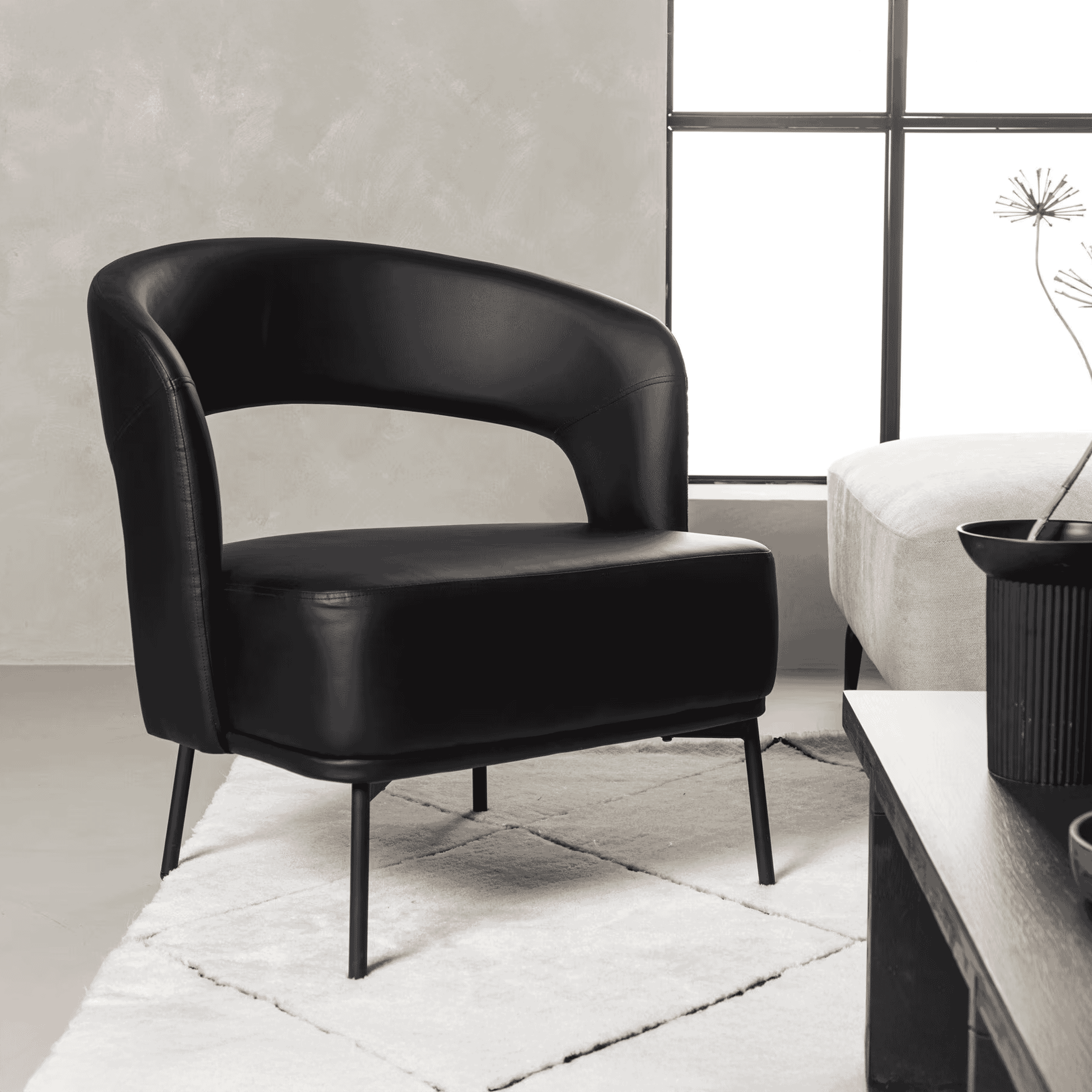 Nohr Fauteuil Nygel Lederlook - Zwart - 7340220800282