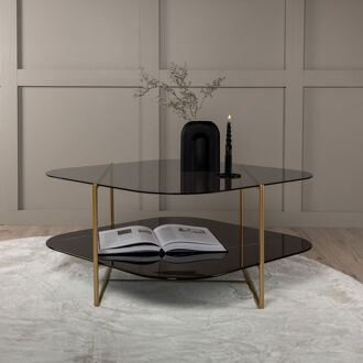 Nohr Salontafel Nadir Glas en marmerlook, 85 x 85cm - Zwart - Vierkant - 7350118418338