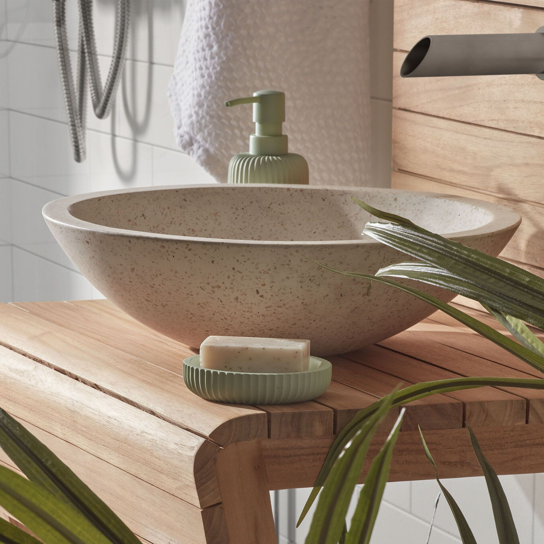 Kave Home Waskom Kuveni Ø40cm, Terrazzo - Wit - 8433840510637