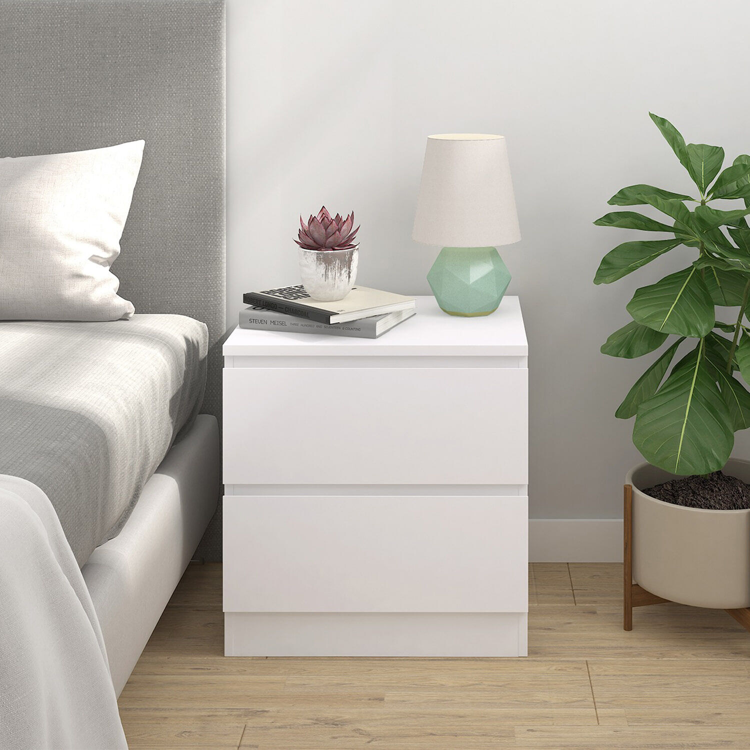 Artistiq Nachtkastje Youba 2 lades - Wit - 4062444021740