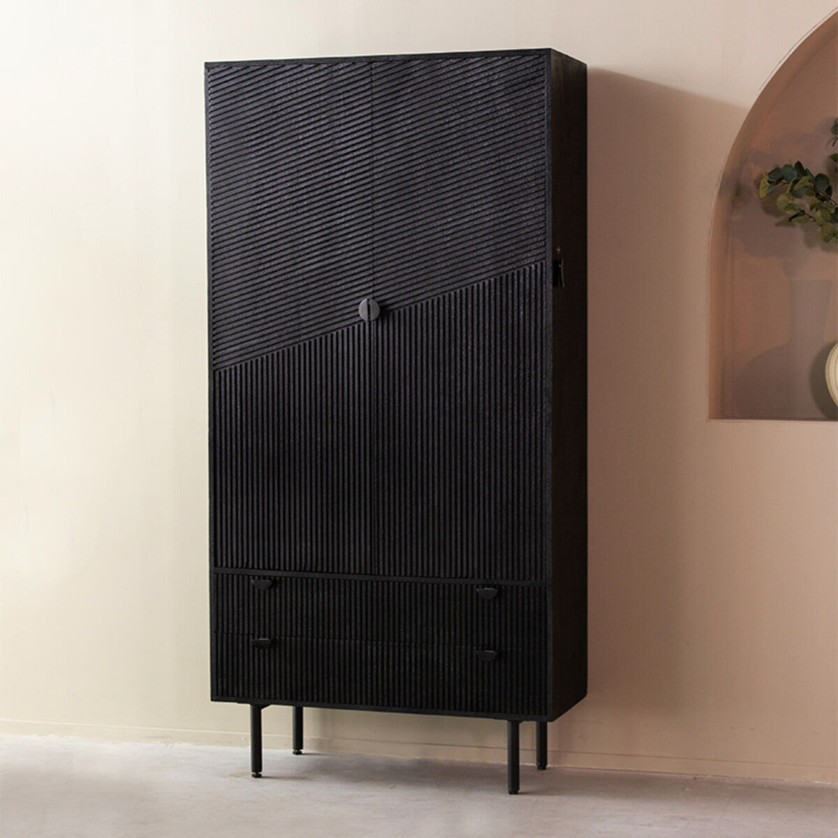 LABEL51 Opbergkast Cotia Mangohout, 200 x 100cm - Zwart - 8718885270341