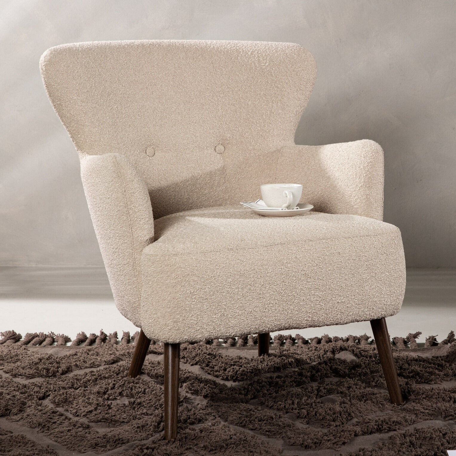 Nohr Fauteuil Cerrissa Bouclé - Beige - 7340206963475