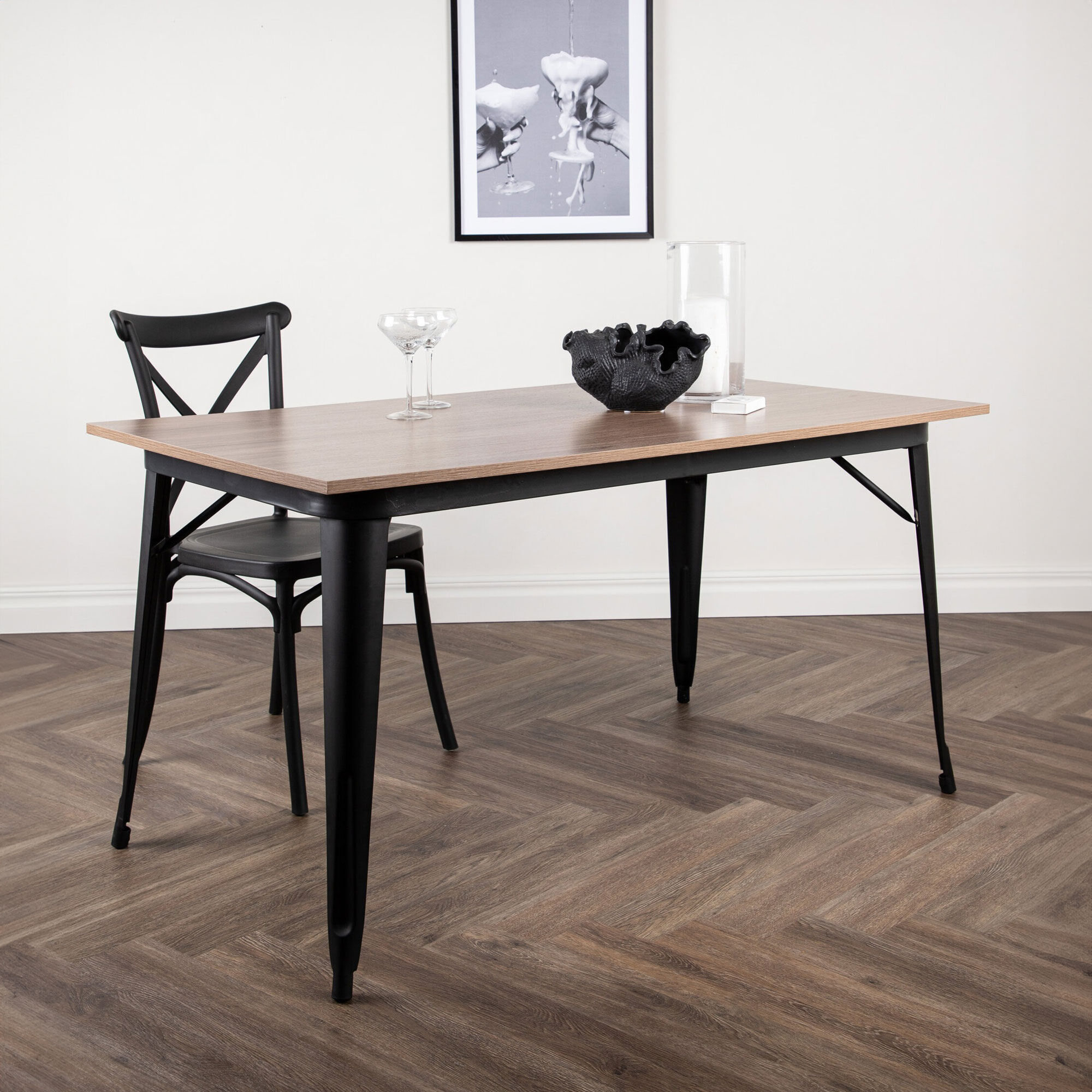 Nohr Eettafel Jerae 140 x 80cm - Walnoot/Zwart - 7340206963277