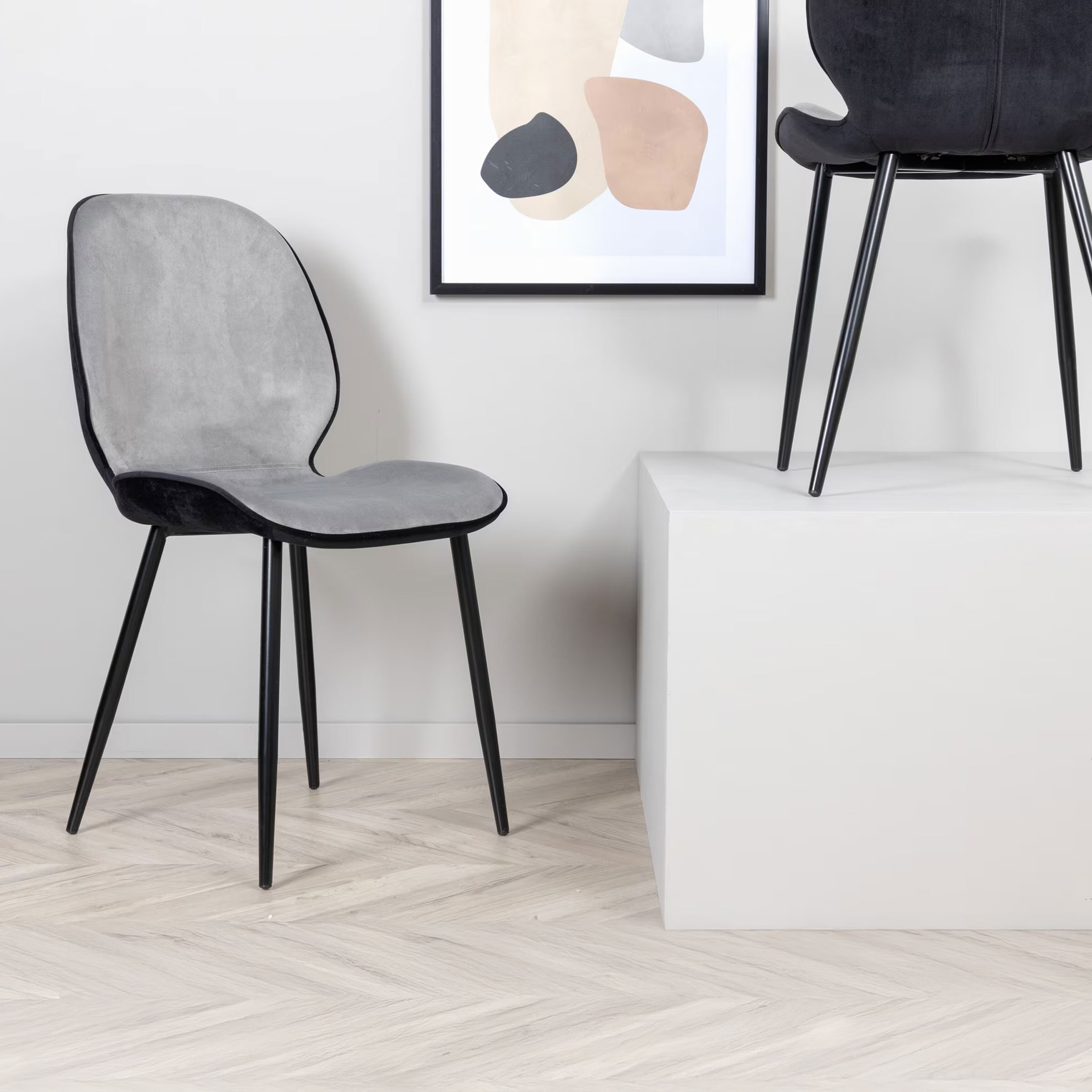 Nohr Eetkamerstoel Lyzette Velvet - Grijs/Zwart - 7350118416525