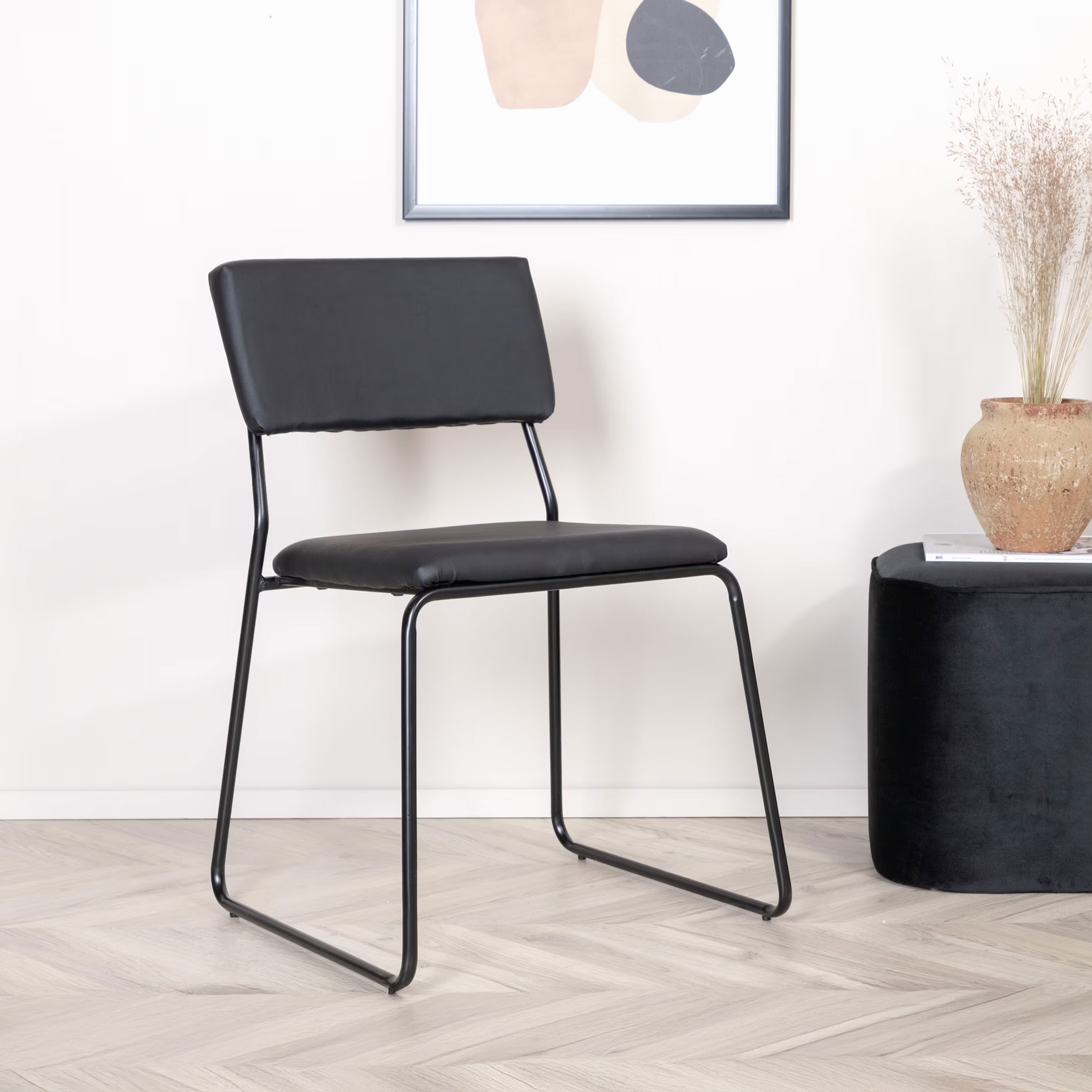 Nohr Eetkamerstoel Octavius Lederlook - Zwart - 7350118416532