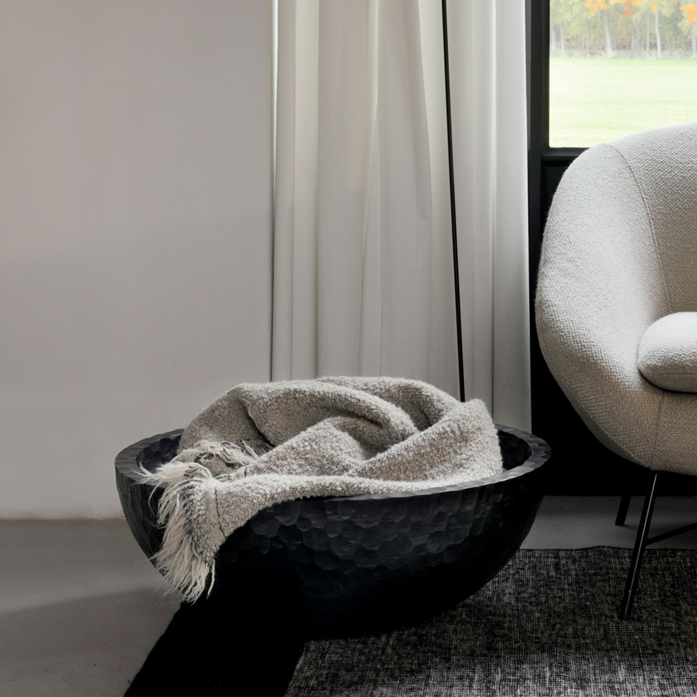 Ethnicraft Kom Chopped Mahoniehout, 65cm - Zwart - Rond - 5404023616586