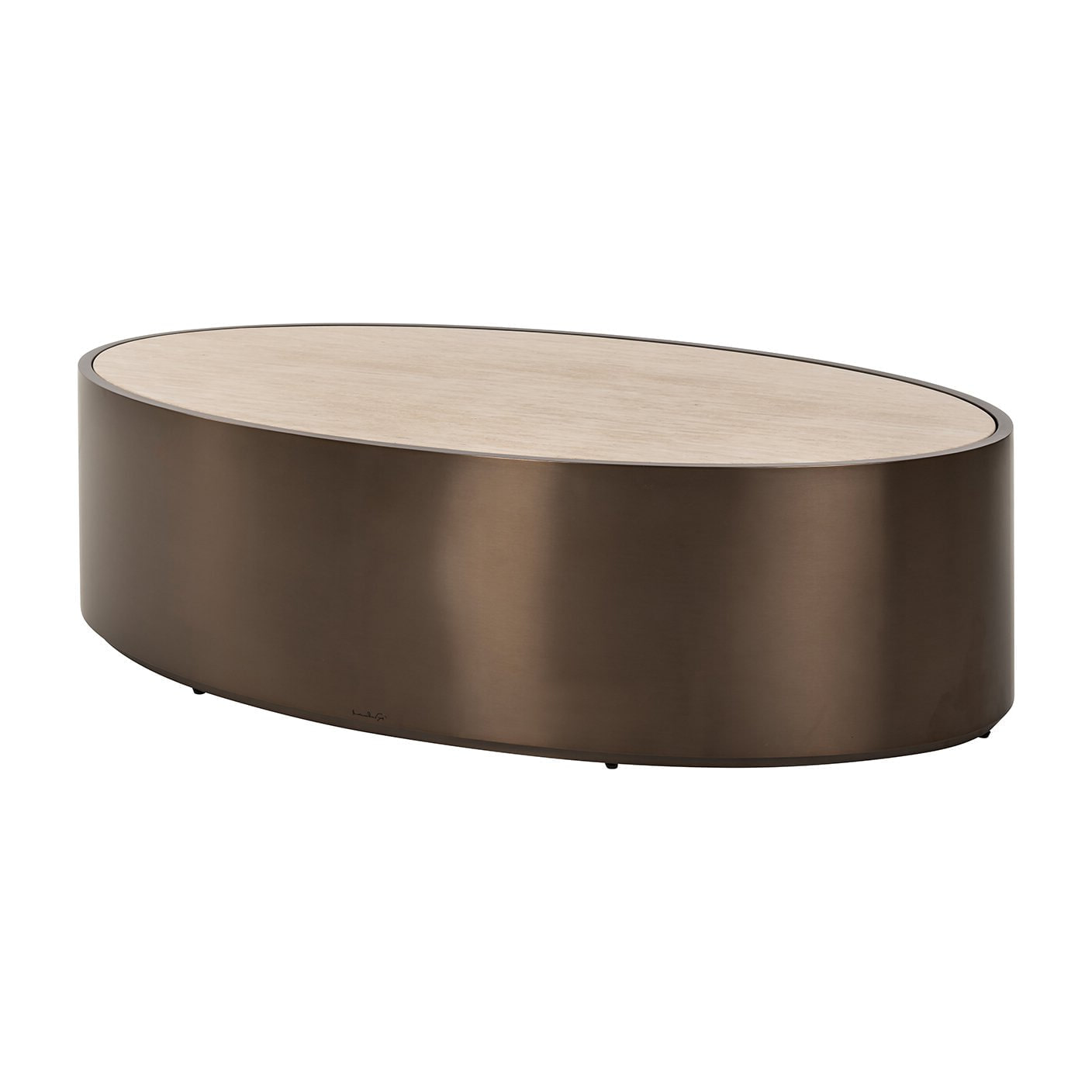 Richmond Ovale Salontafel Bonanza Marmerlook, 140 x 80cm - Brons - Ovaal - 8721009411759