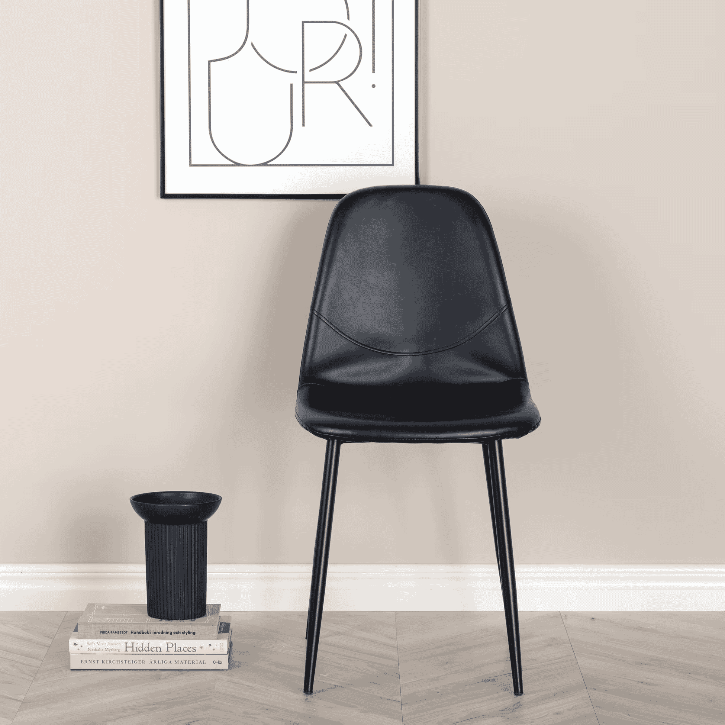 Nohr Eetkamerstoel Austina Lederlook - Zwart - 7350107085053