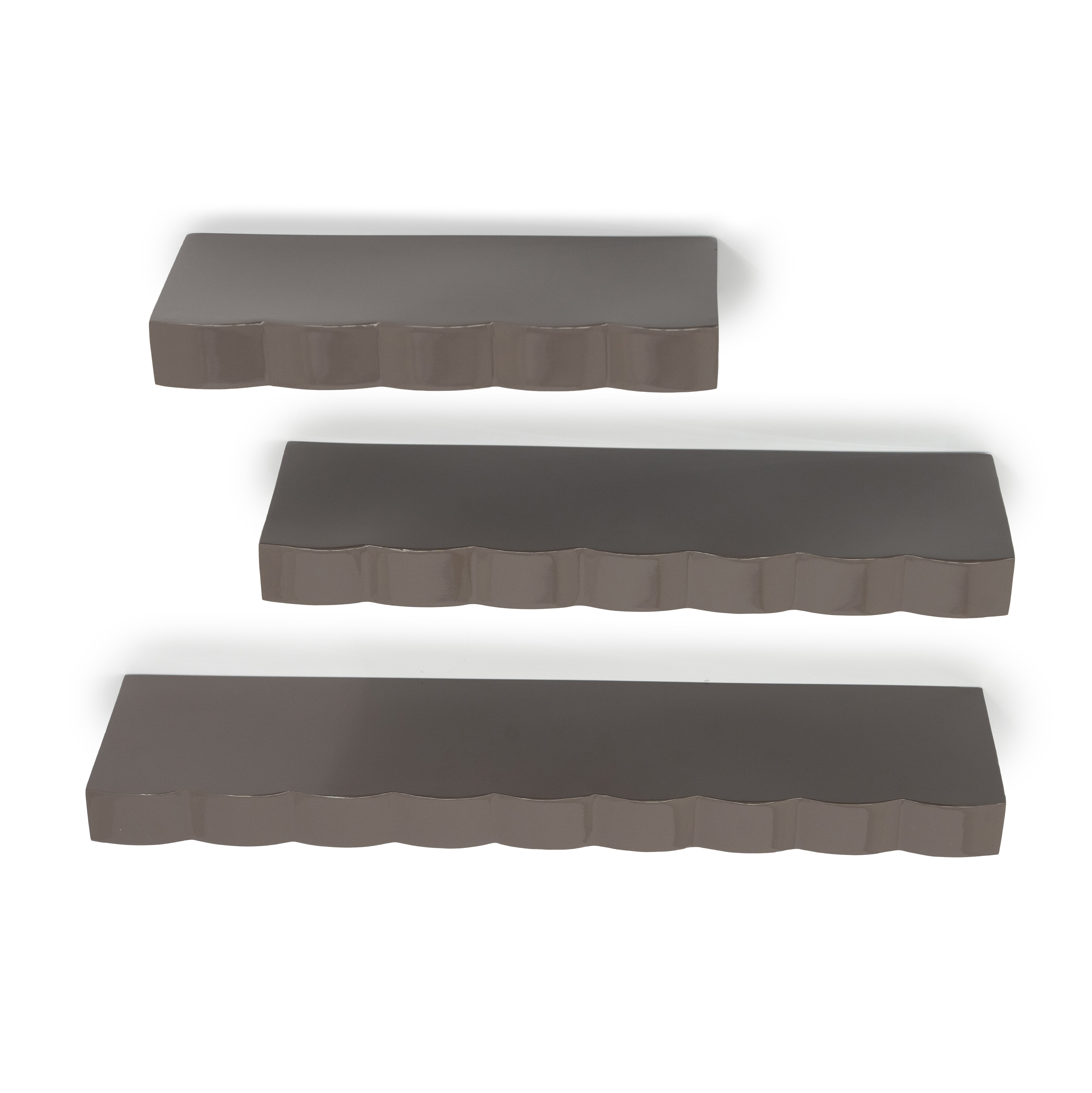 By-Boo Wandplank Prinz Set van 3 stuks - Donker Taupe - 8720874593676