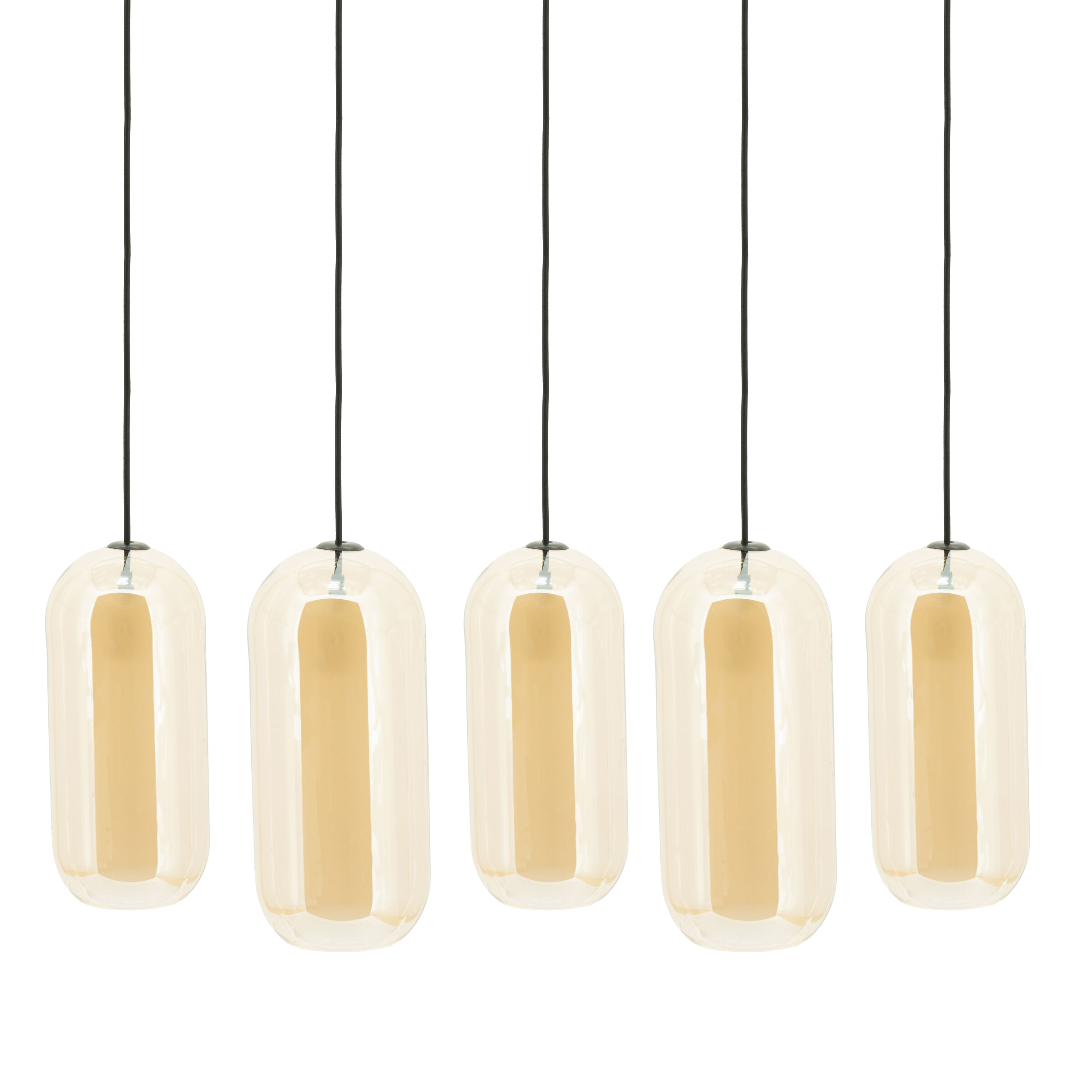 By-Boo Hanglamp Shona Glas, 5-lamps - Amber - 8720874595410