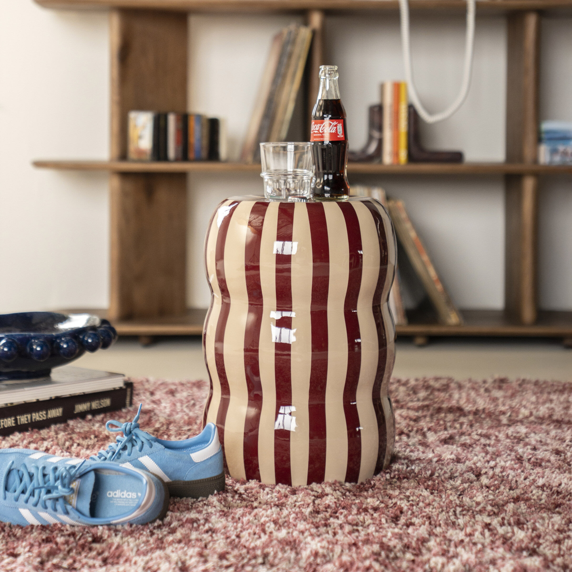 By-Boo Bijzettafel Candice 28cm - Beige/Burgundy - Rond - 8721274900378