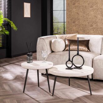 LifestyleFurn Ronde Salontafel Tocara Marmercomposiet, Set van 2 stuks - Marmer composiet - 9509892453297