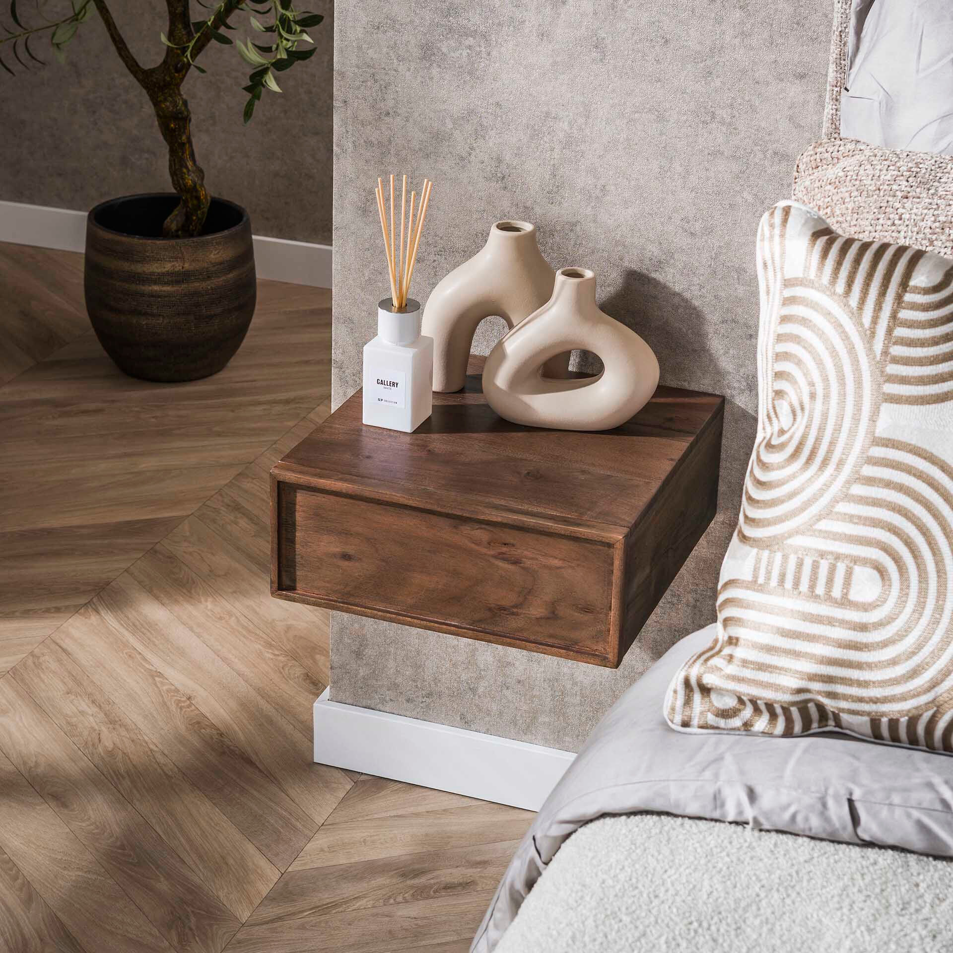 LifestyleFurn Zwevend Nachtkastje Baila Acaciahout - Massief acacia bruin - 9503993568720