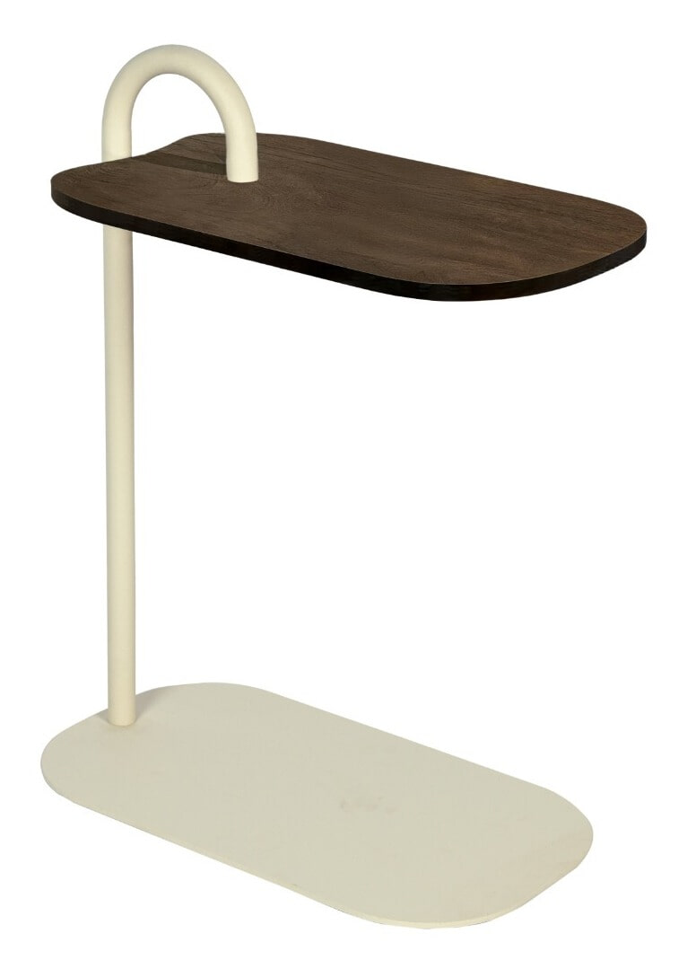Brix Laptoptafel Amy Mangohout en staal - Beige/Bruin - Ovaal - 7439613562507