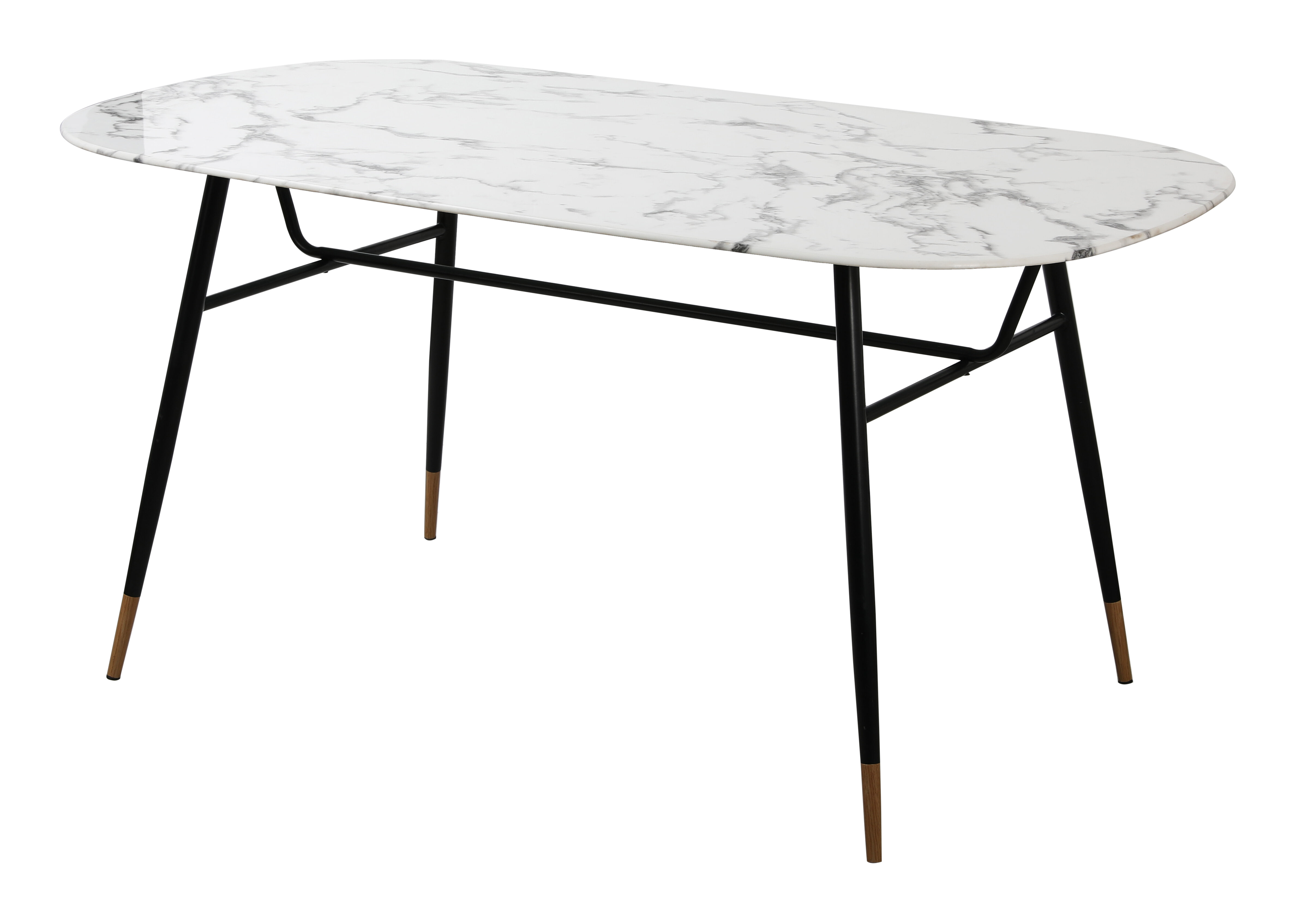 Artistiq Eettafel Steffani Deens Ovaal, Marmerlook, 160 x 90cm - Wit - 4055195003936