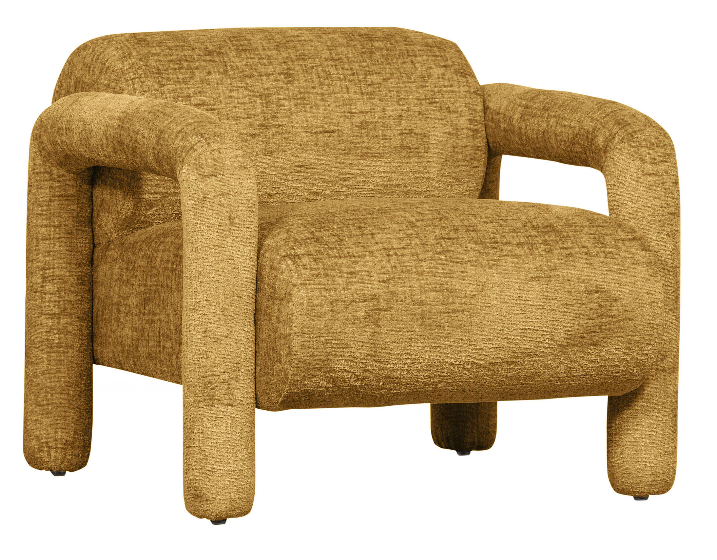 WOOOD Fauteuil Lenny Structure Velvet - Goudgeel - Exclusive - 8714713176540