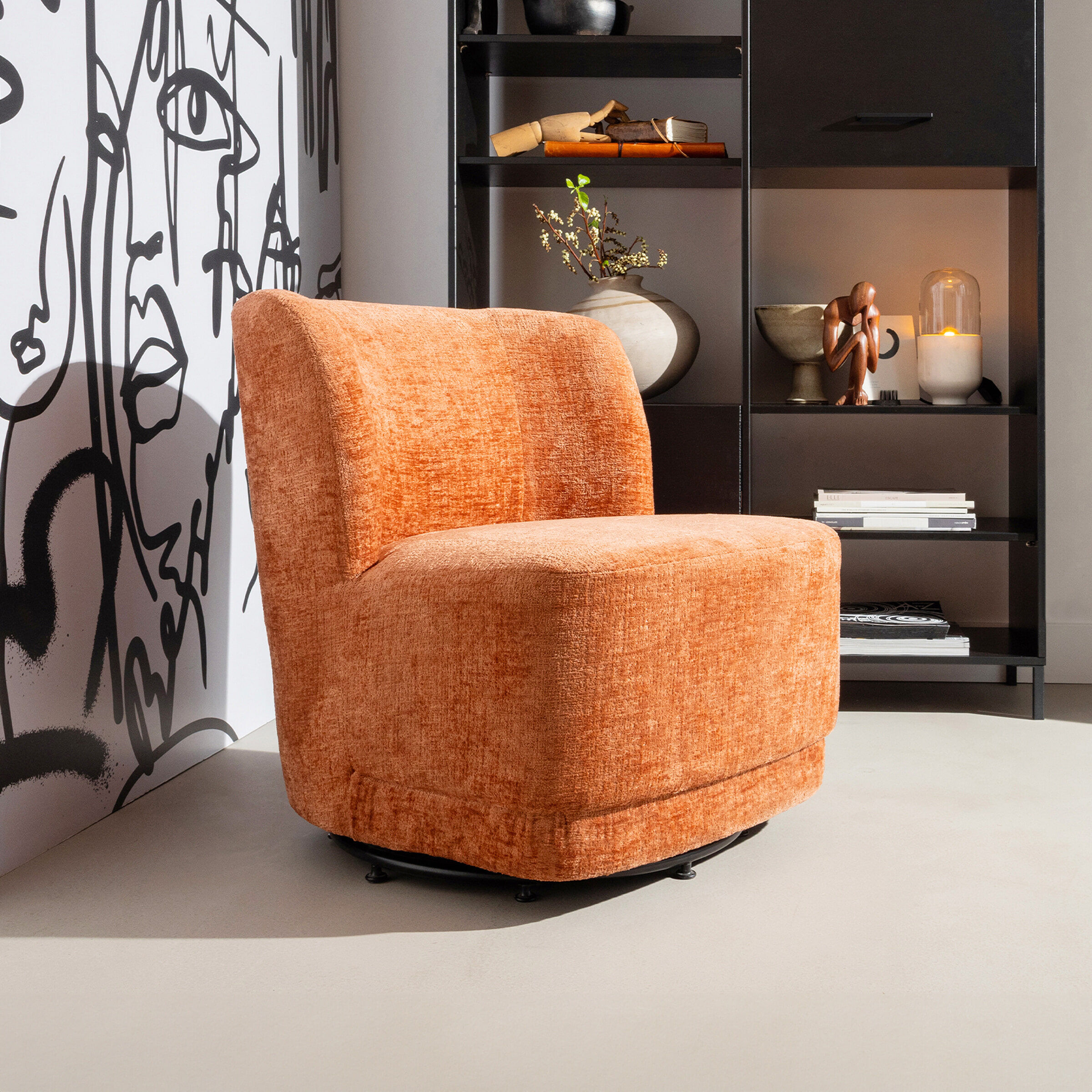 WOOOD Draaifauteuil Atty Structure Velvet - Blossom - Exclusive - 8714713176946
