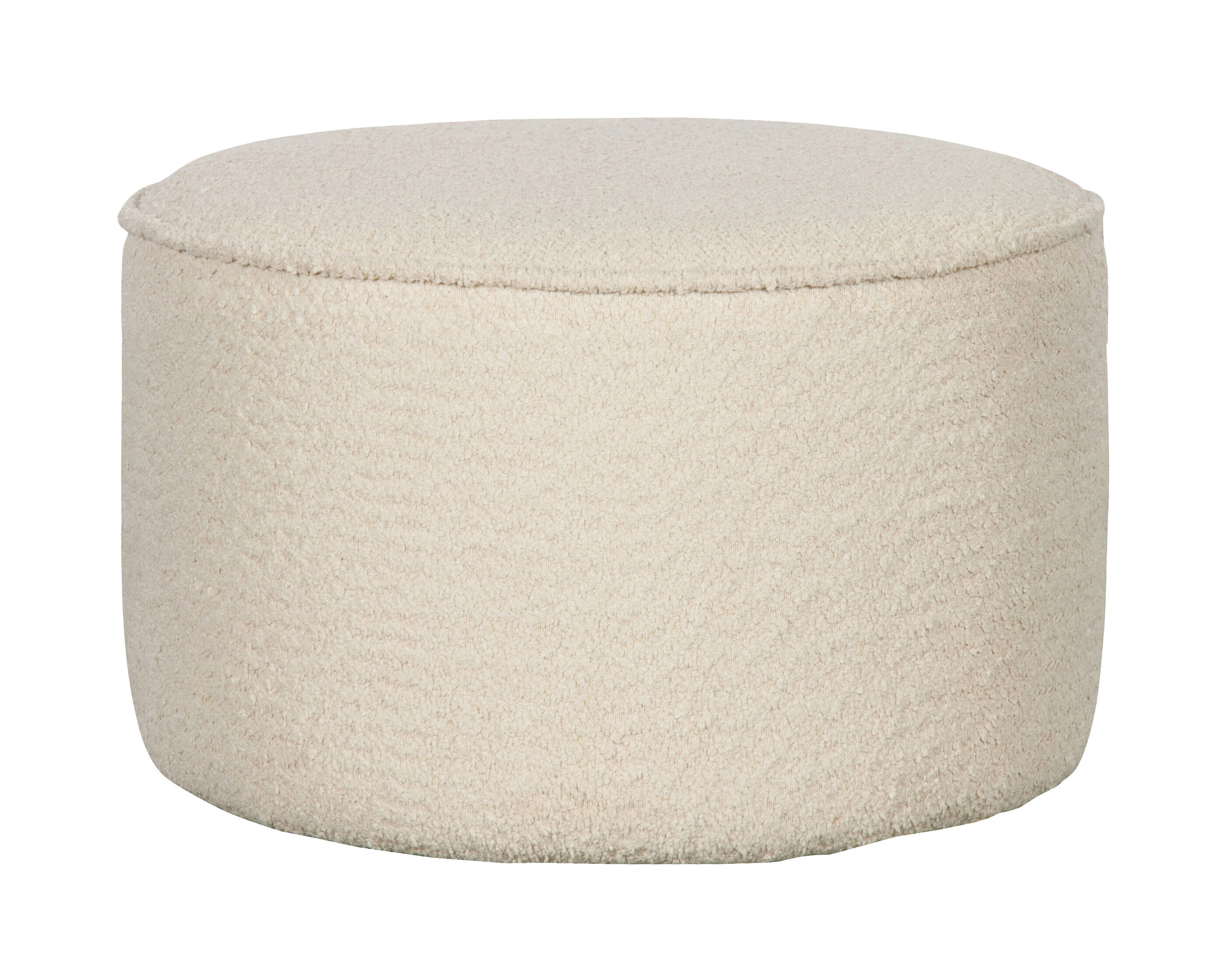 WOOOD Poef Sara Laag, Bouclé - Crème - 8714713180202