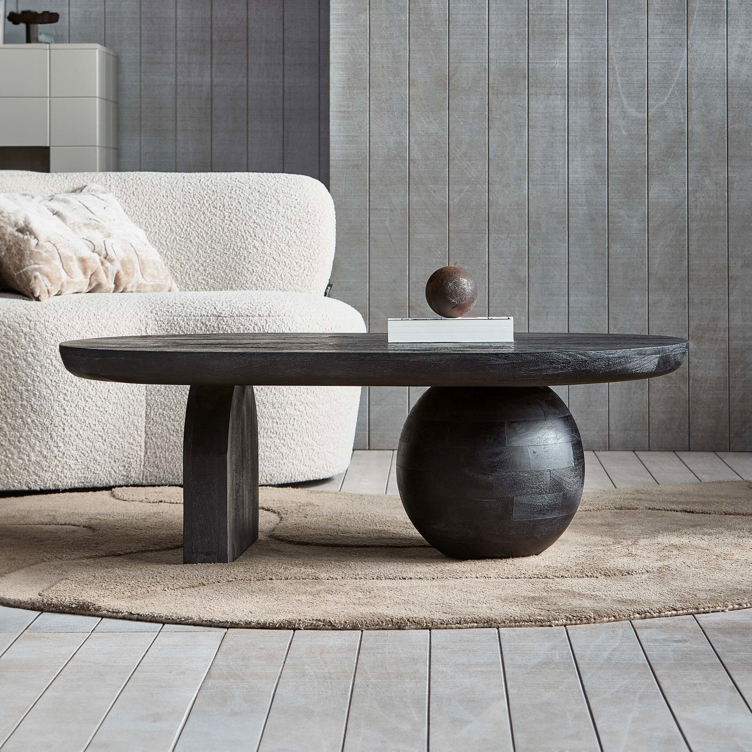 WOOOD Salontafel Steppe Mangohout, 110 x 72cm - zwart - Ovaal - Japandi - Exclusive - 8714713178766