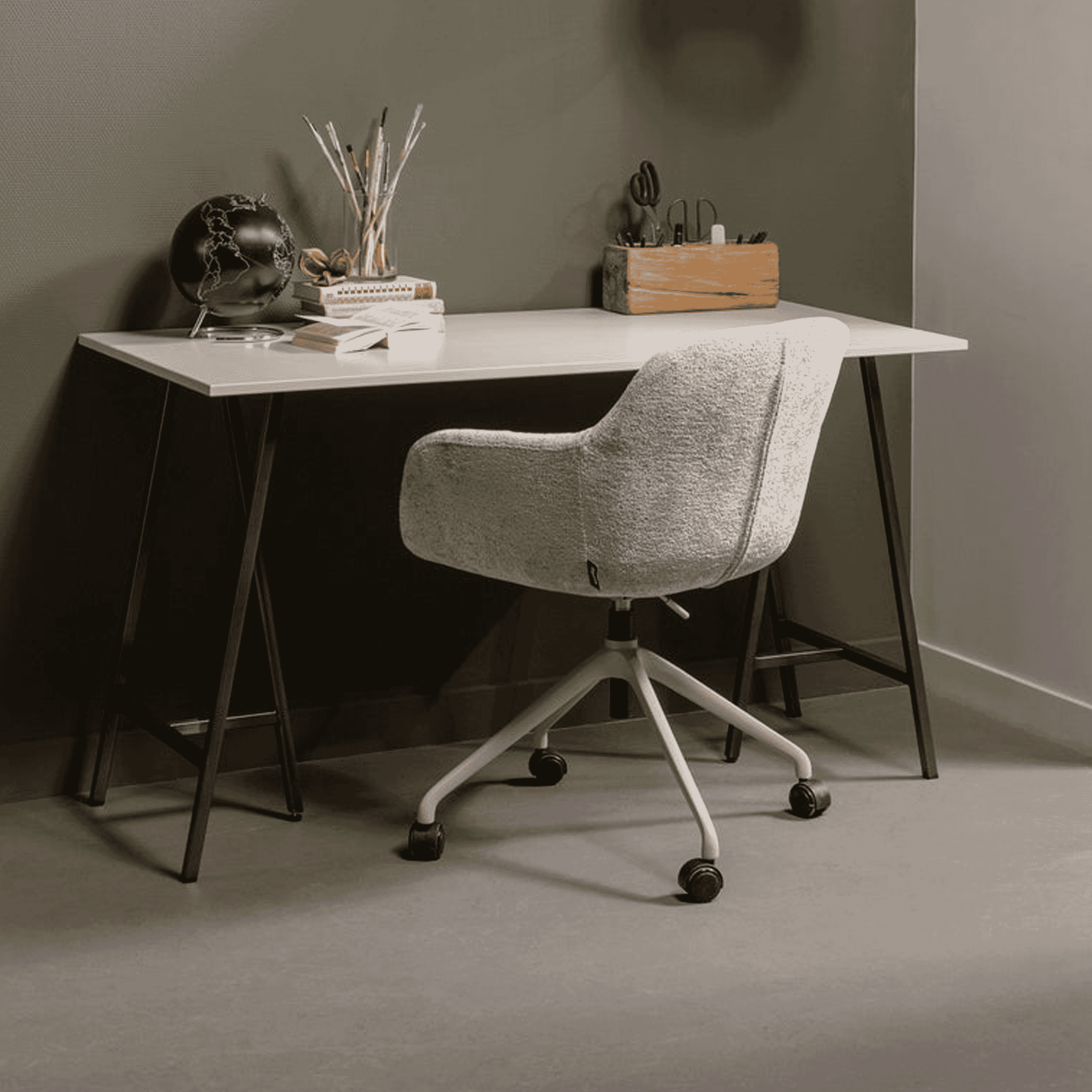 WOOOD Bureaustoel Morros Chenille - Taupe - 8714713200450