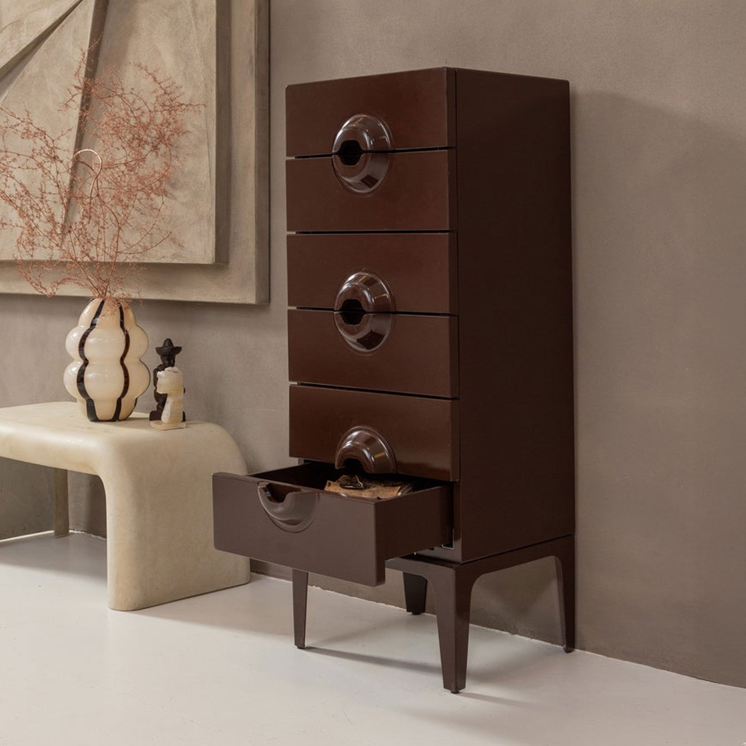 WOOOD Ladekast Merge Met 6 lades - Bruin/Rood - 8714713212972