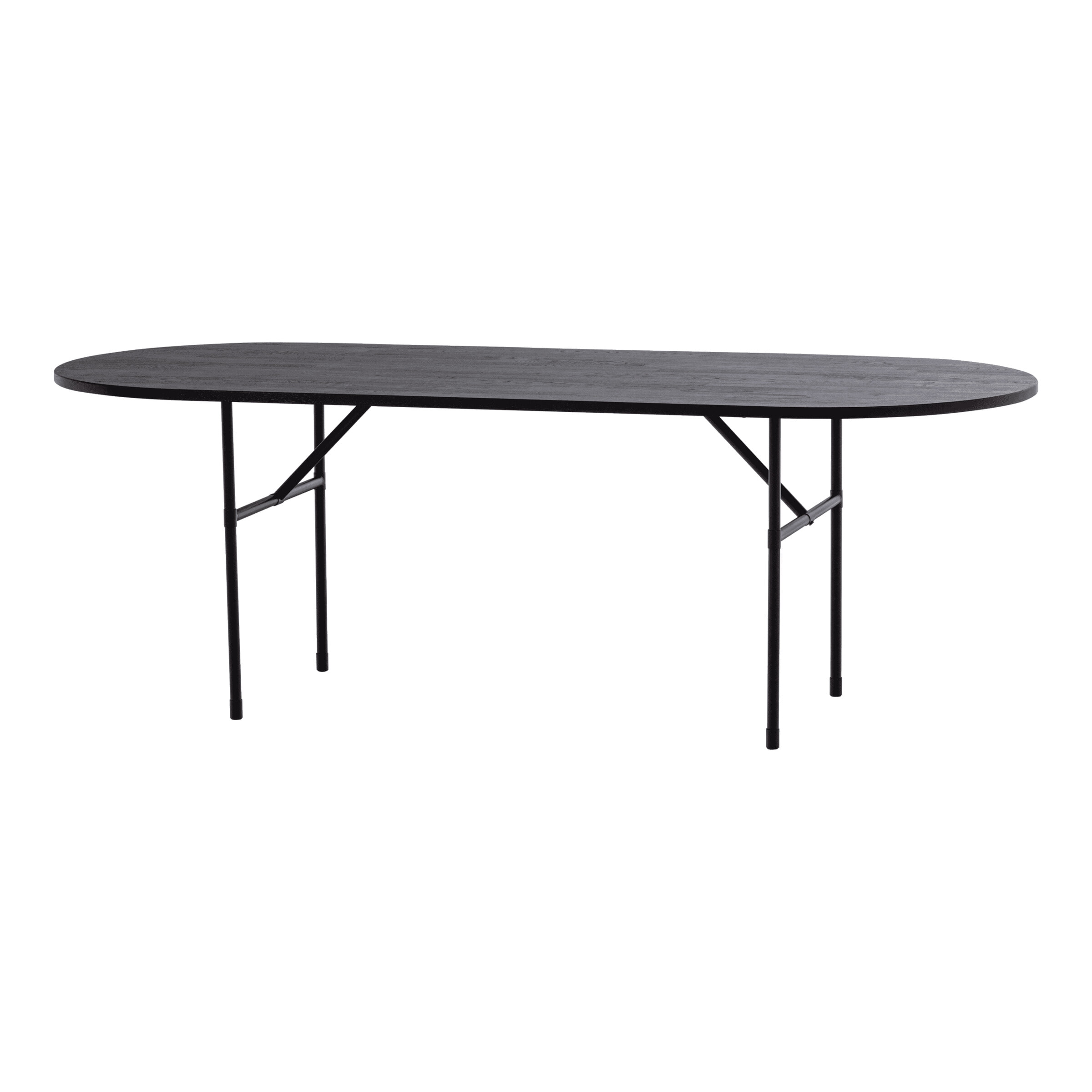 WOOOD Ovale Eettafel Arthur Eikenhout, 220 x 90cm - Zwart - Ovaal - 8714713160143