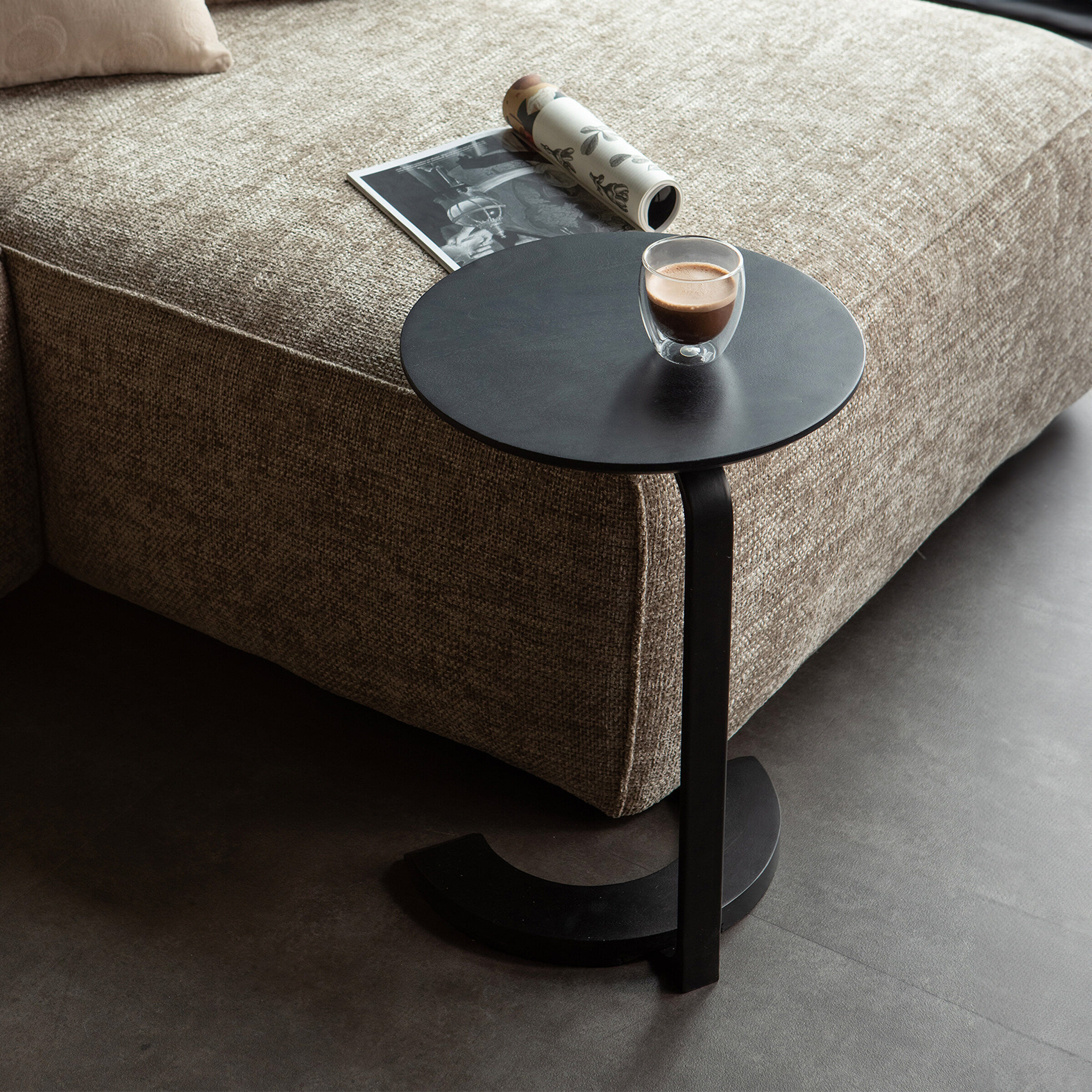 WOOOD Laptoptafel Floor 39cm - Zwart - Rond - Exclusive - 8714713133437