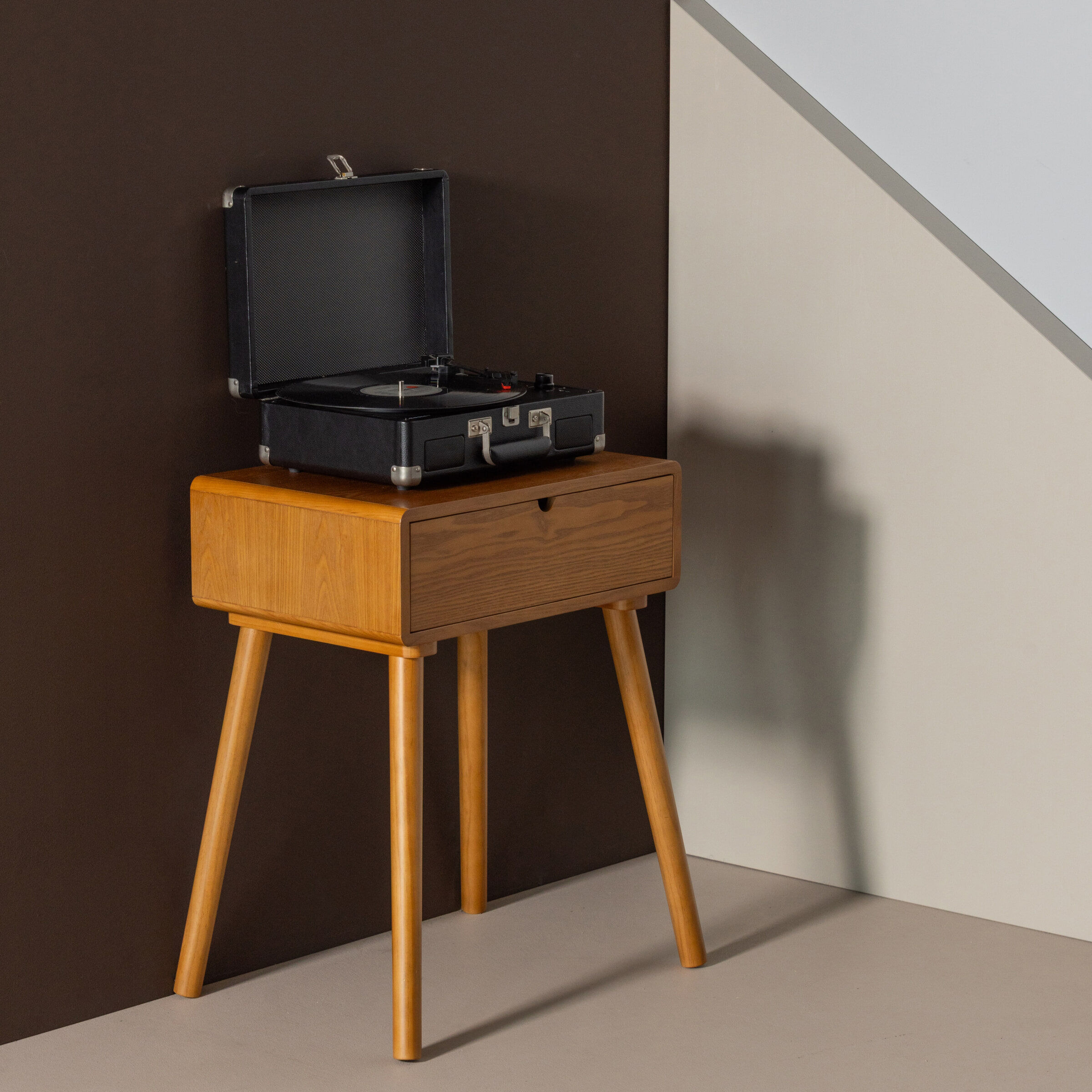 WOOOD Nachtkastje Nelo Met 1 lade - Bruin - 8714713248506