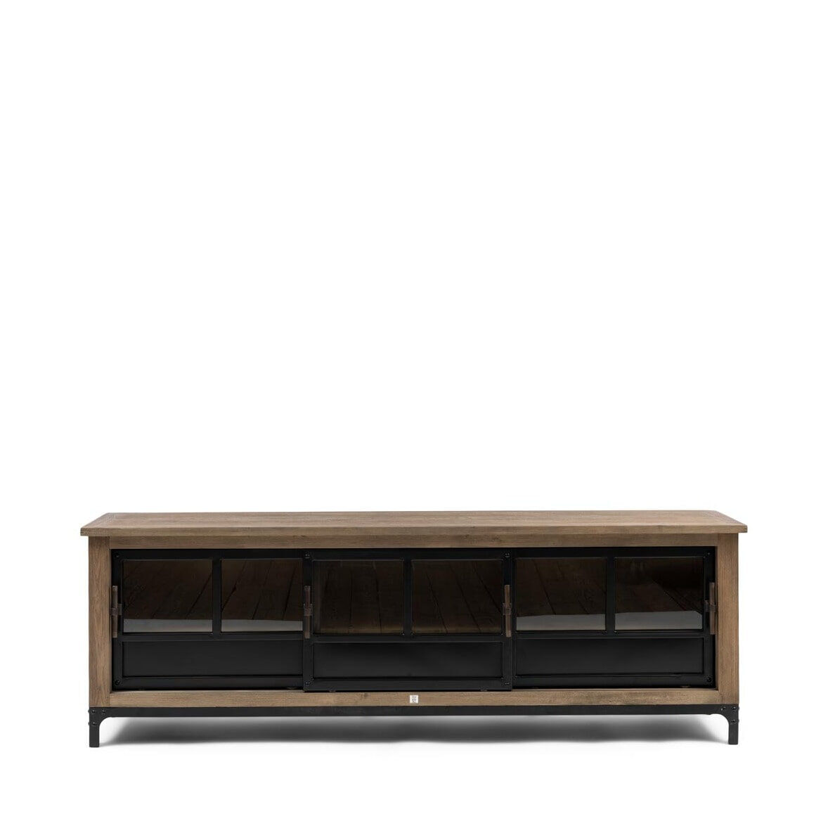 Rivièra Maison TV-meubel The Hoxton Essenhout en Glas, 190cm - Black - 8720142319304