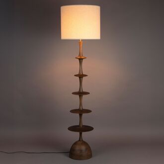 Dutchbone Vloerlamp Cath Mangohout en linnen, 180cm - Bruin - 8718548073609