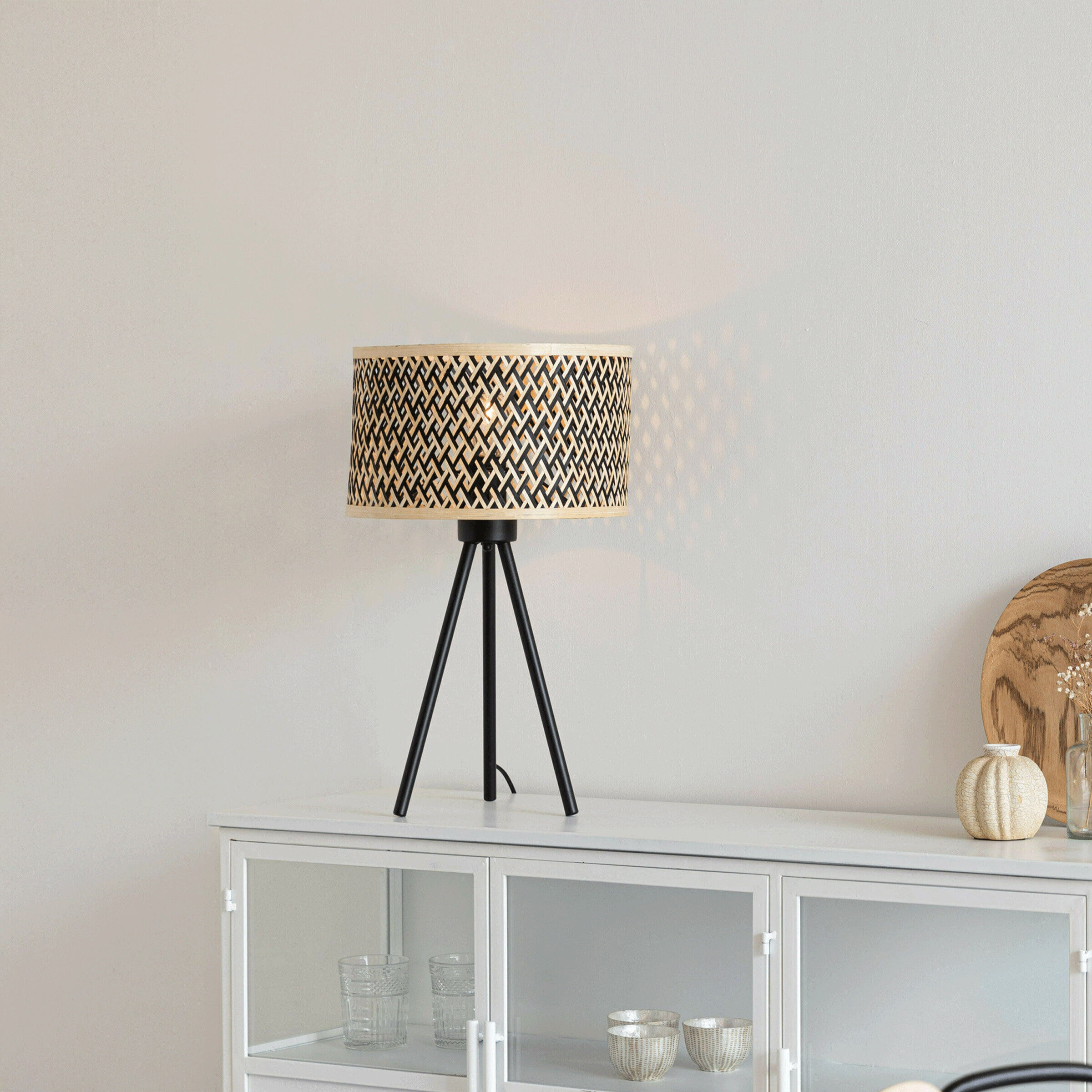 ZILT Tafellamp Abou Bamboe, 55cm - Beige,Zwart - 9504765519353