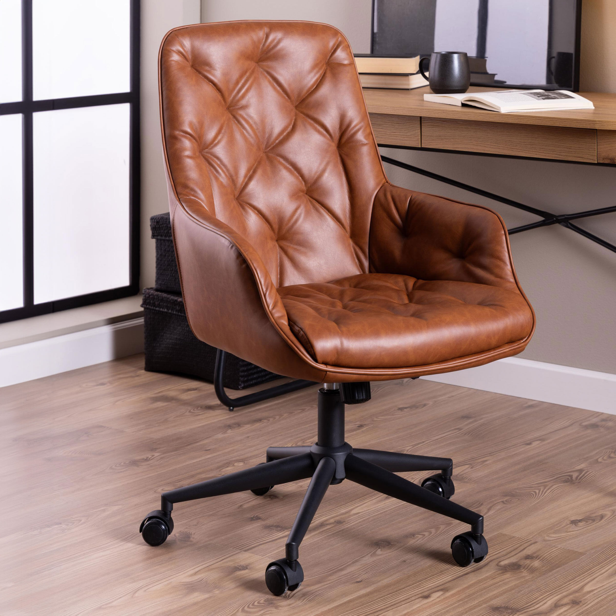 Bendt Bureaustoel Joellyn PU leer - Bruin - 5713941375346