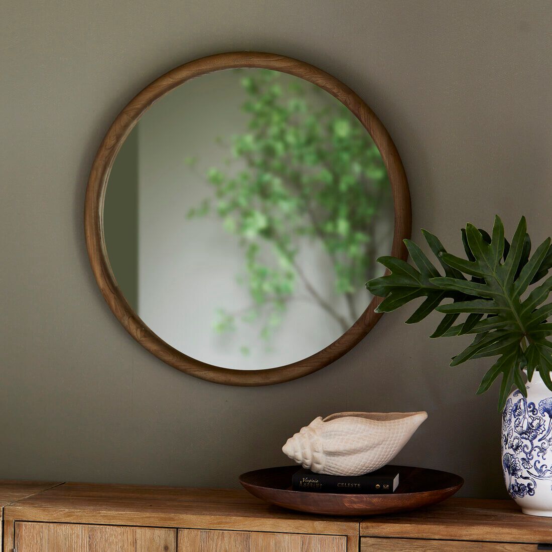 Rivièra Maison Ronde Spiegel Isola Iepenhout, 80cm - Bruin - 8720794121546