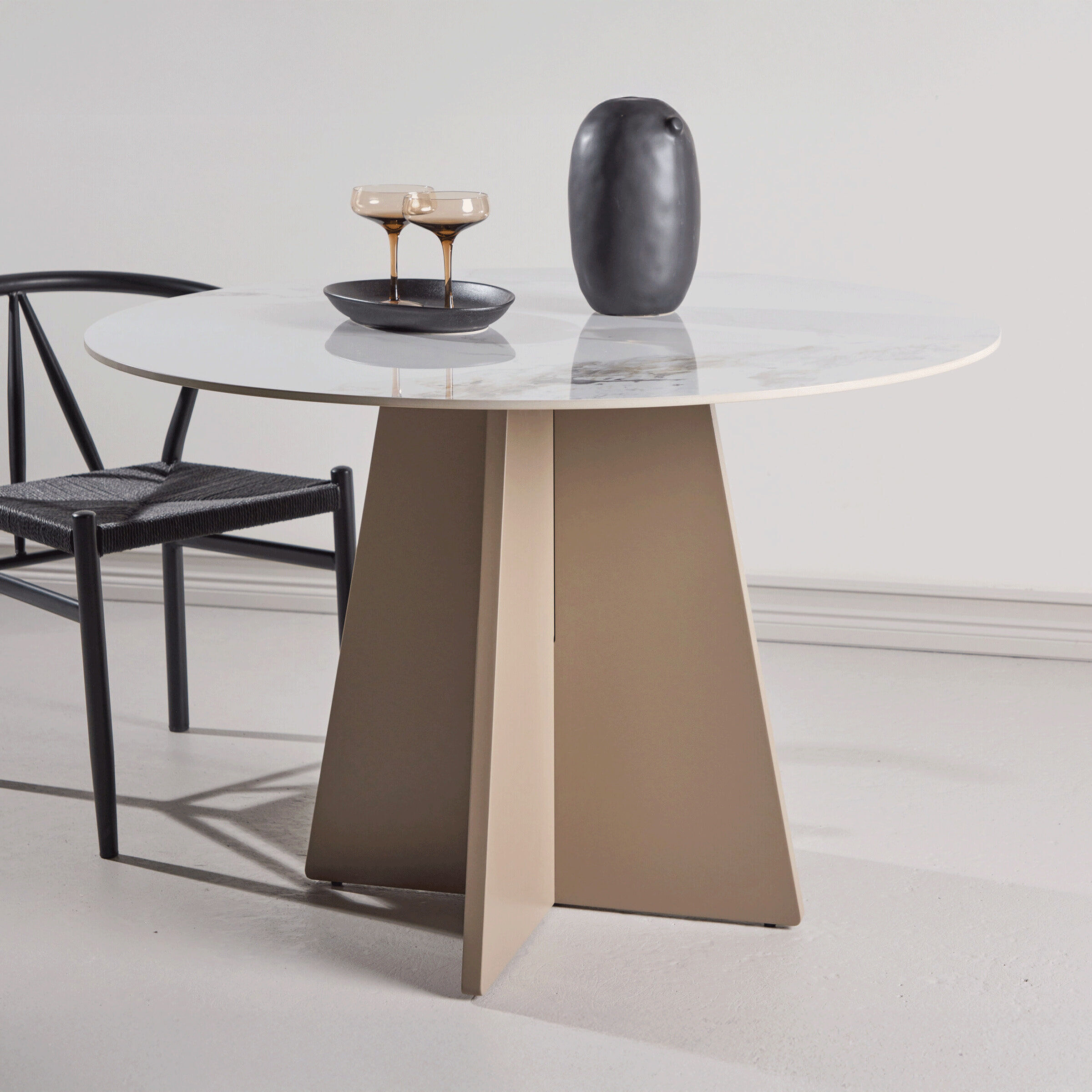 Nohr Ronde Eettafel Cynthiaann Marmerlook, 110cm - Beige - 7340220846525