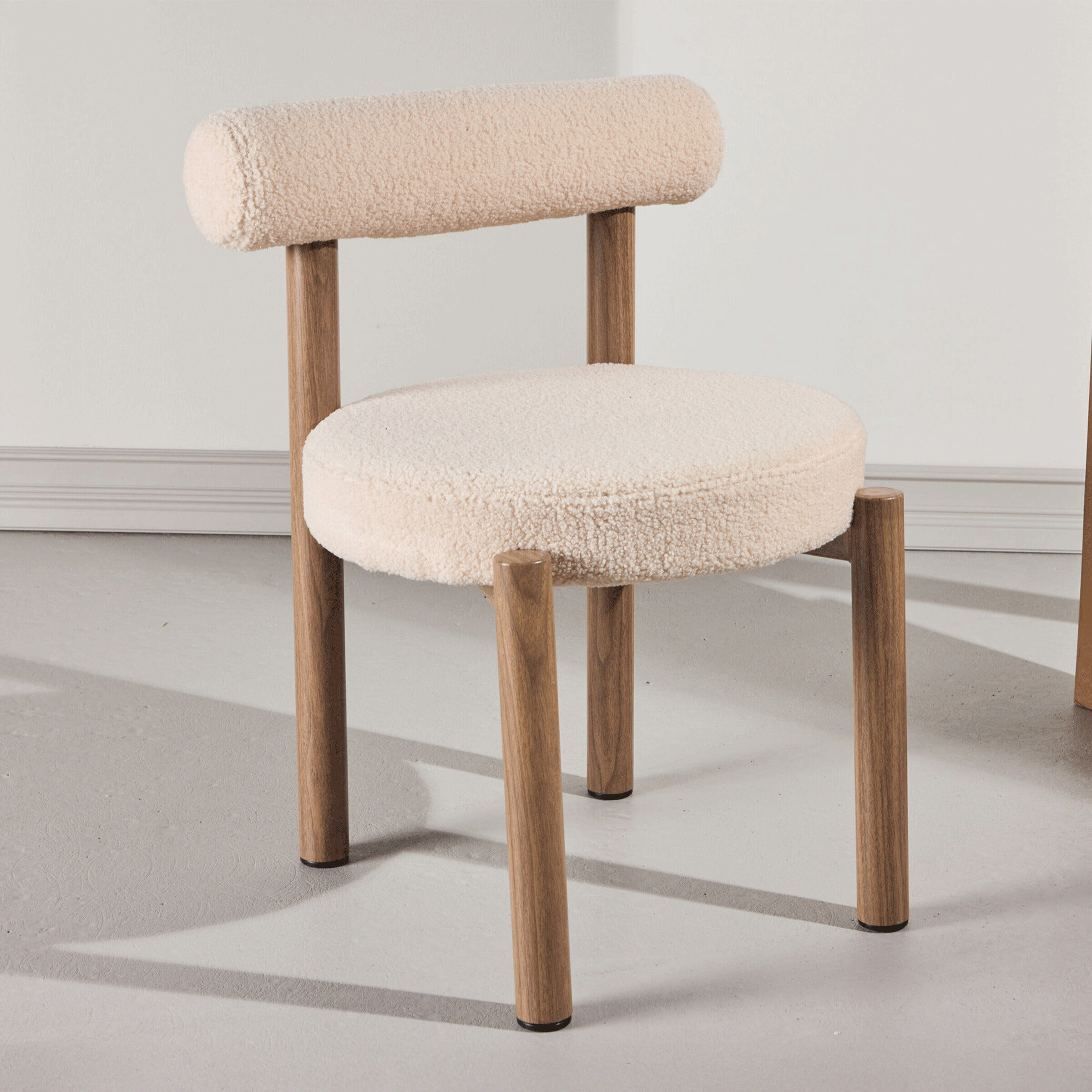 Nohr Eetkamerstoel Kashia Bouclé en houtlook - Wit - 7340220846662