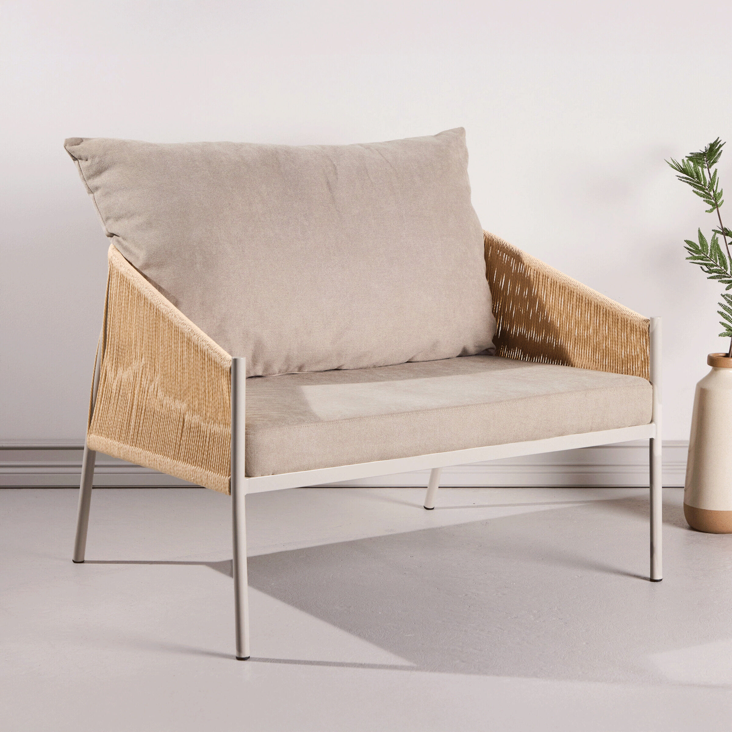 Nohr Fauteuil Lynden Linnenlook en touw - Beige - 7340220849403