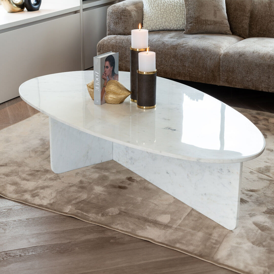 Richmond Organische Salontafel Brandon Marmer, 170 x 95cm - Wit - 8720621684879