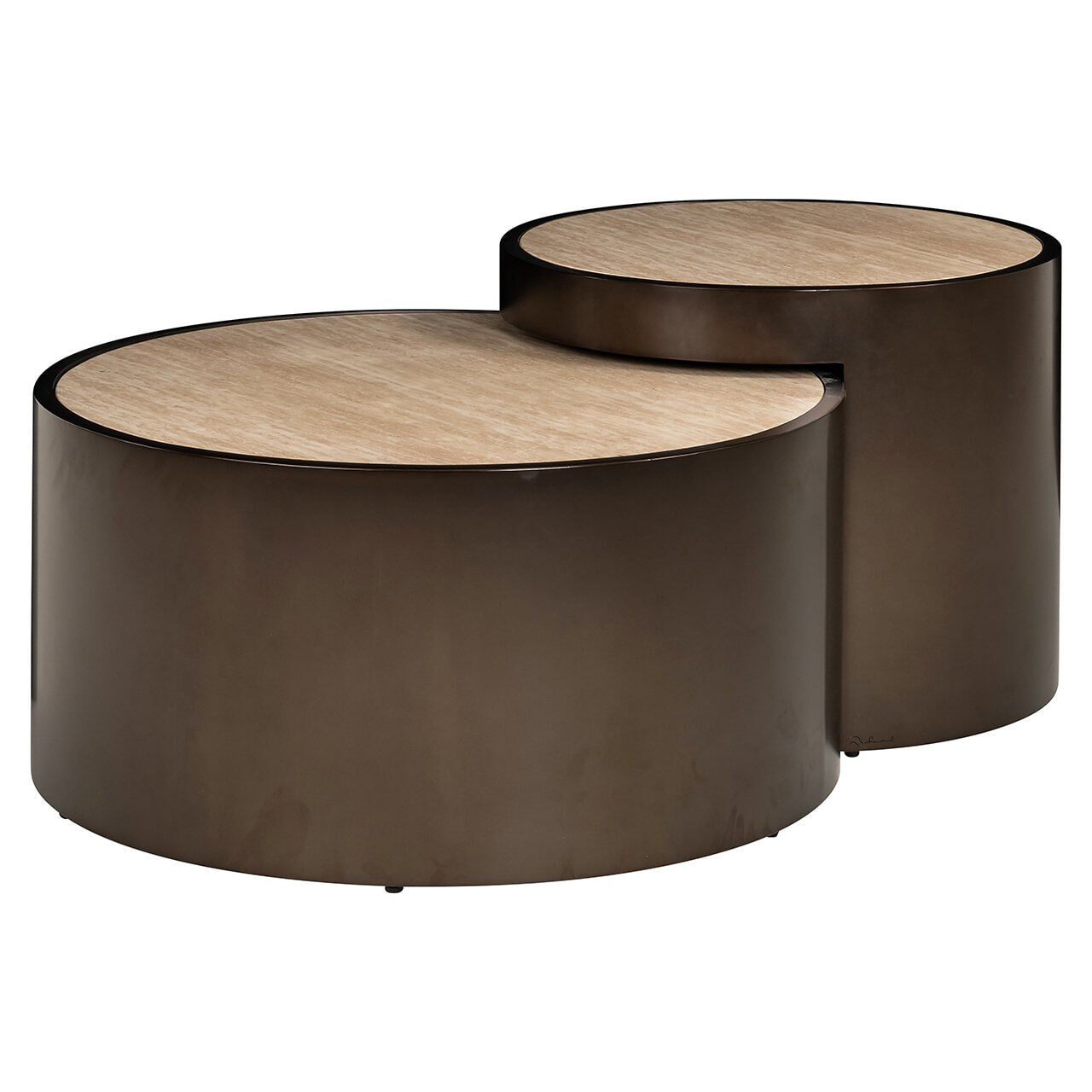 Richmond Salontafel Ronson Travertinlook, Set van 2 stuks - Beige - Rond - 8721009417201