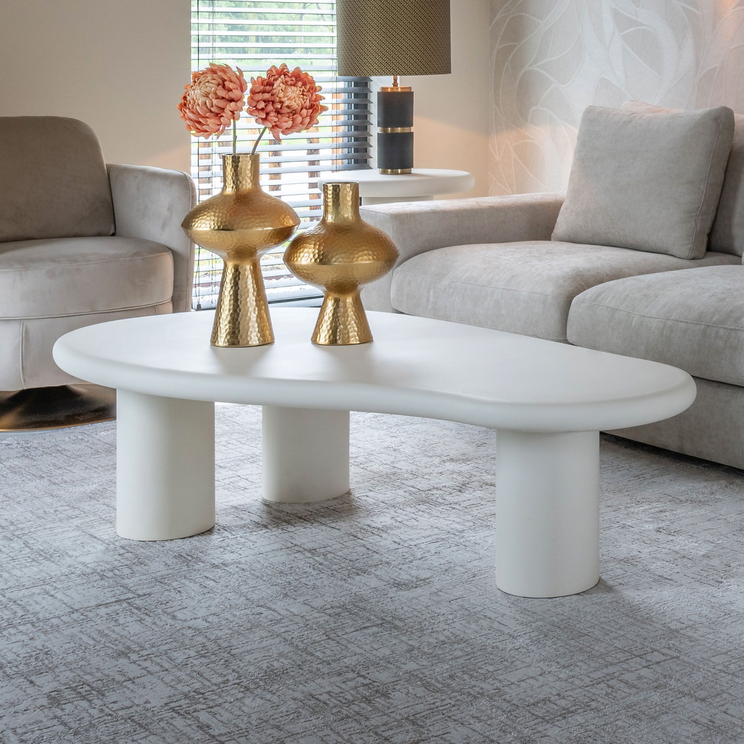 Richmond Organische Salontafel Bloomstone 160 x 80cm - Wit - 8720621692638