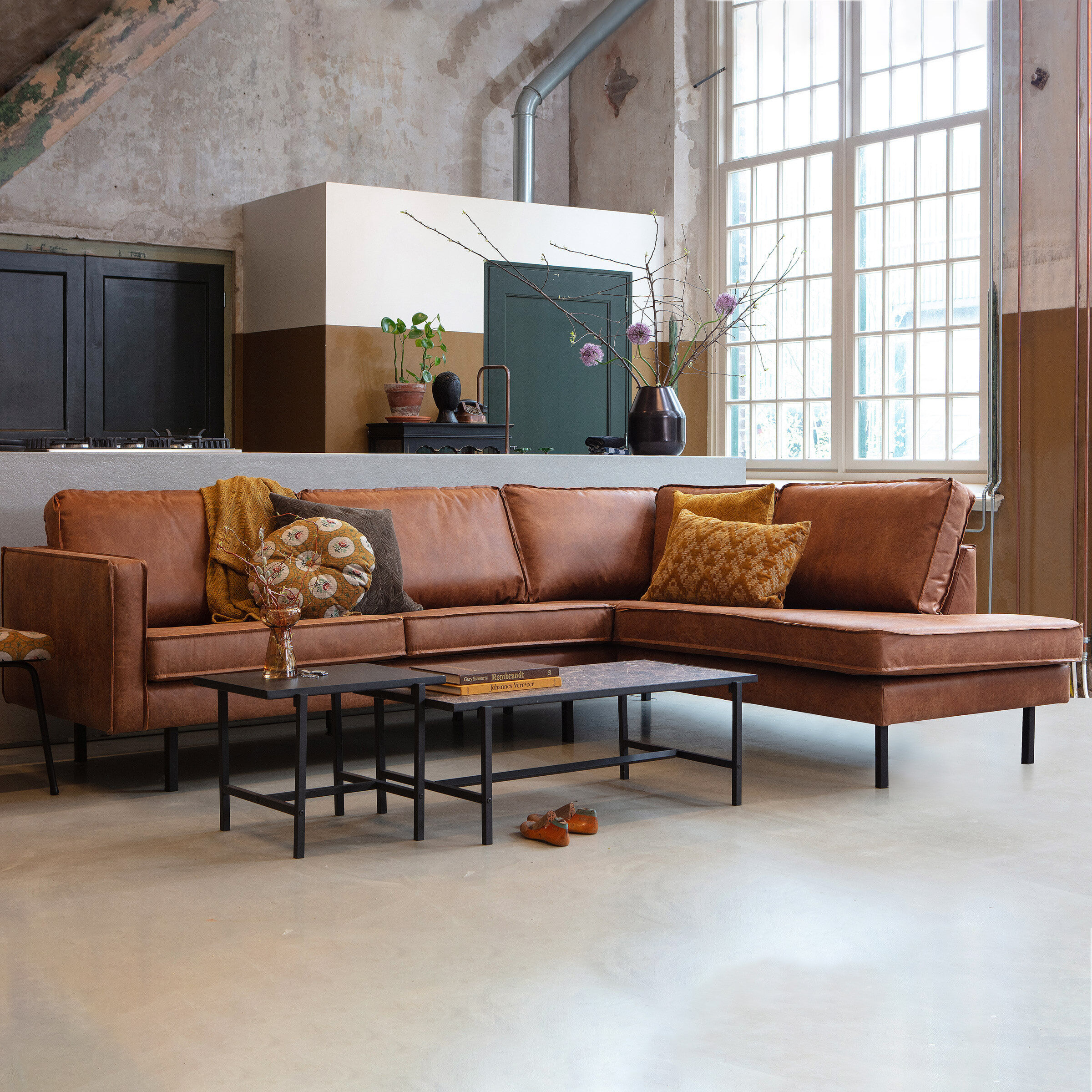 WOOOD Hoekbank Rodeo Rechts - Cognac - BePureHome - 8714713090983